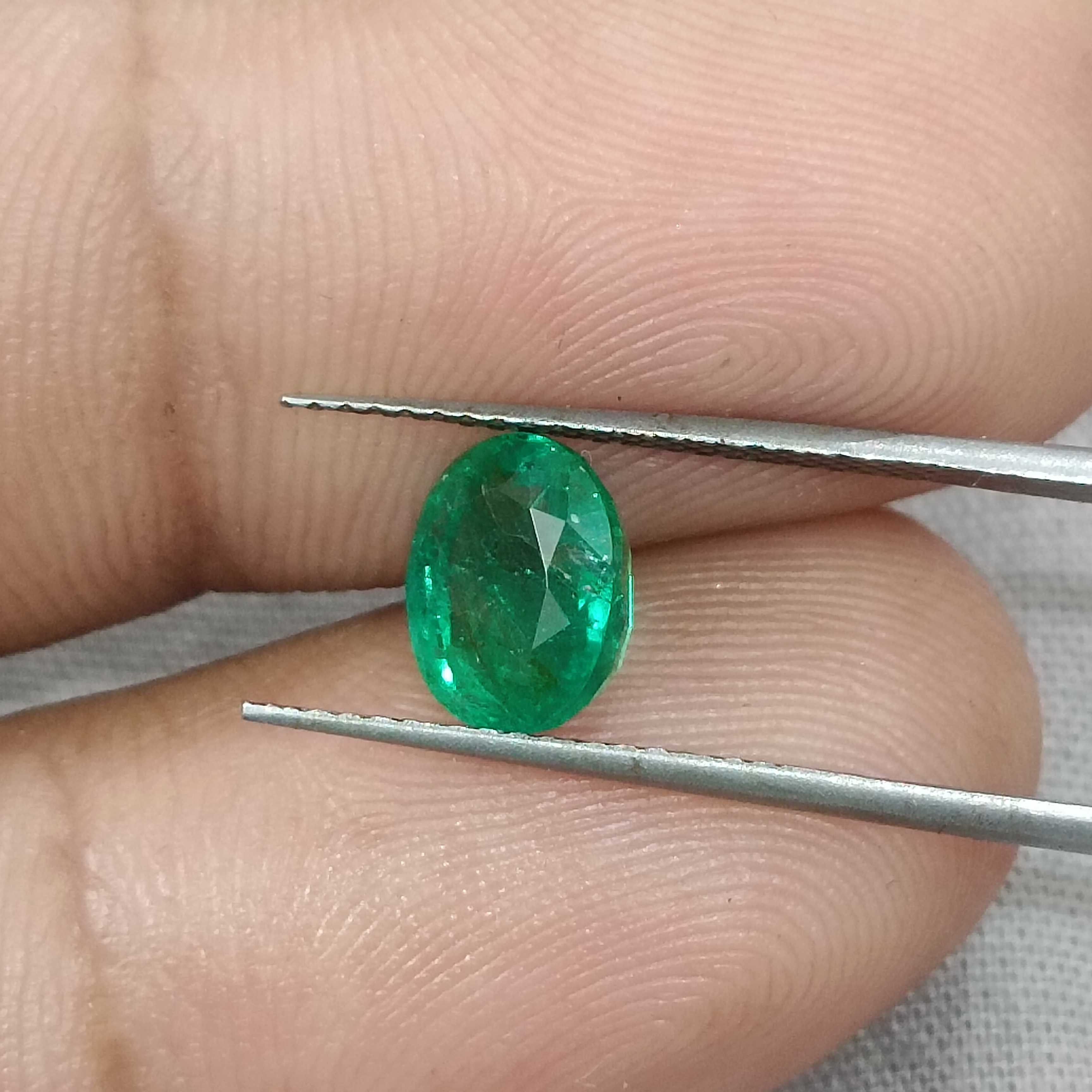 1.60cts bright spring green colour oval shape Zambian emerald 