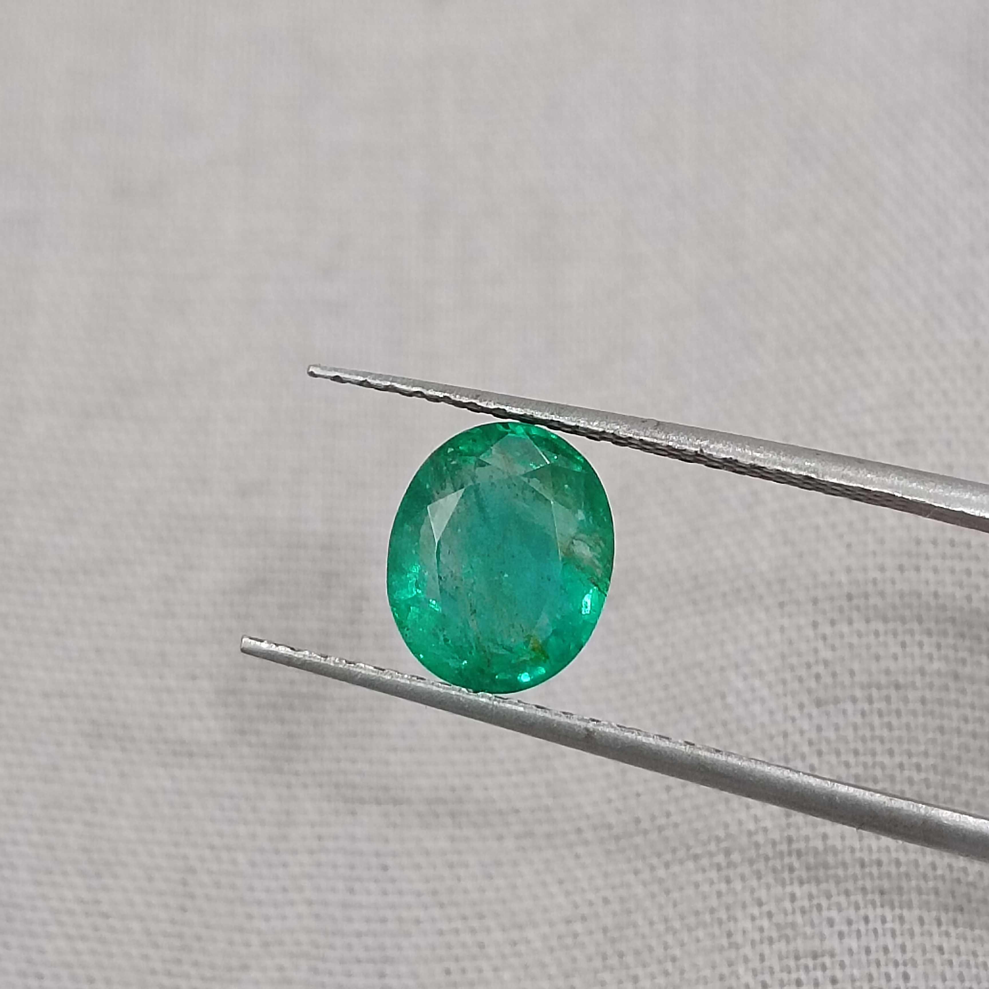 1.60cts bright spring green colour oval shape Zambian emerald 