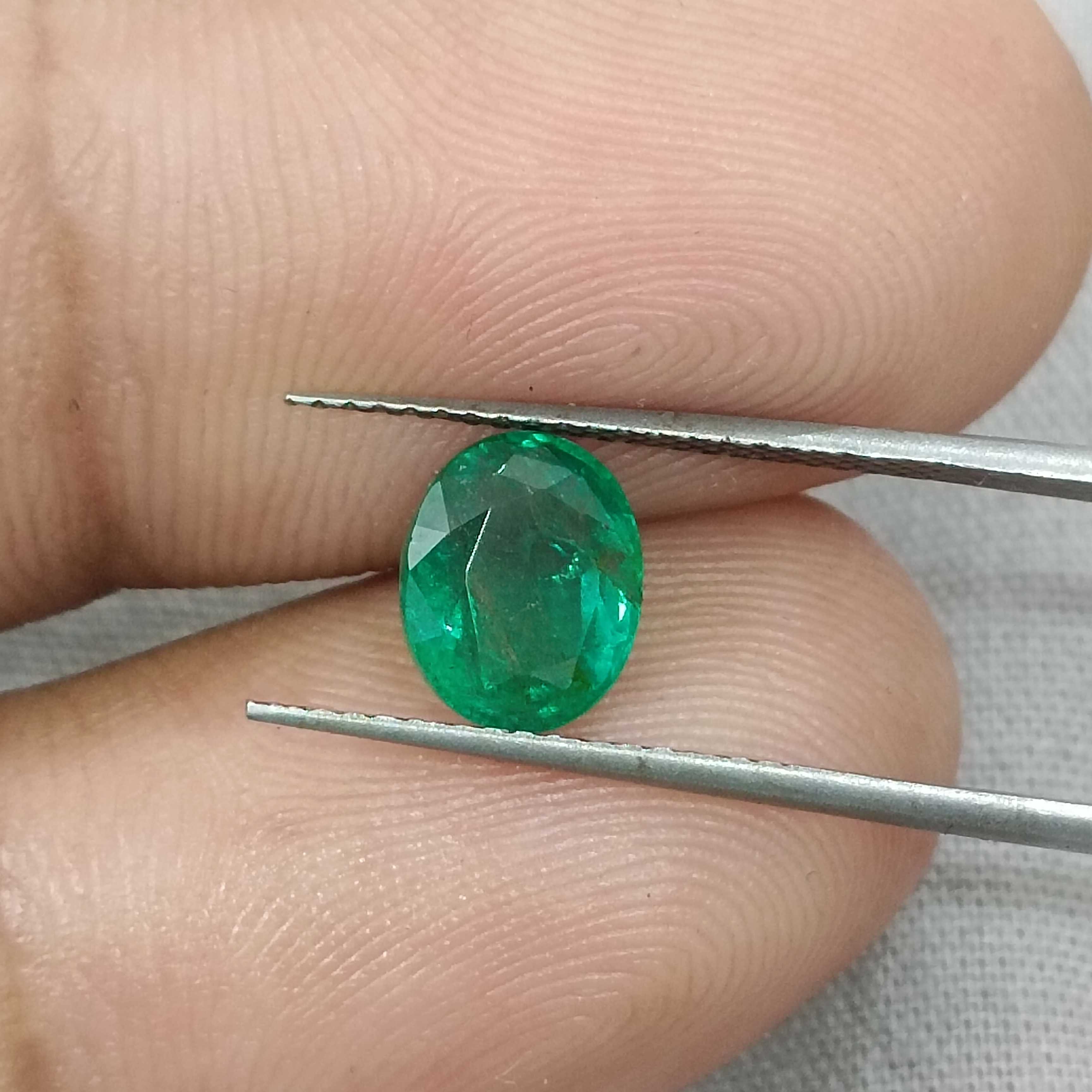 1.60cts bright spring green colour oval shape Zambian emerald 