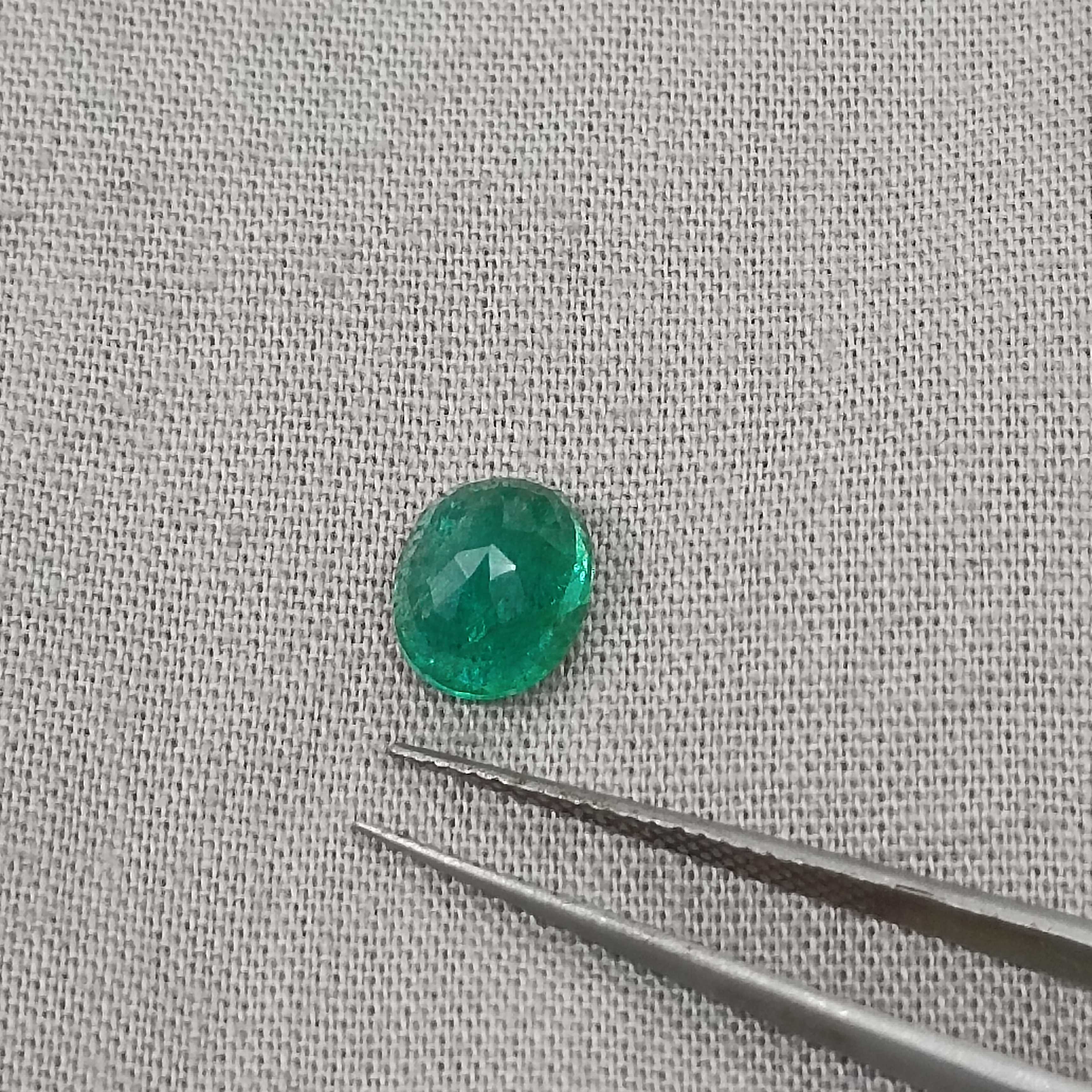 1.60cts bright spring green colour oval shape Zambian emerald 