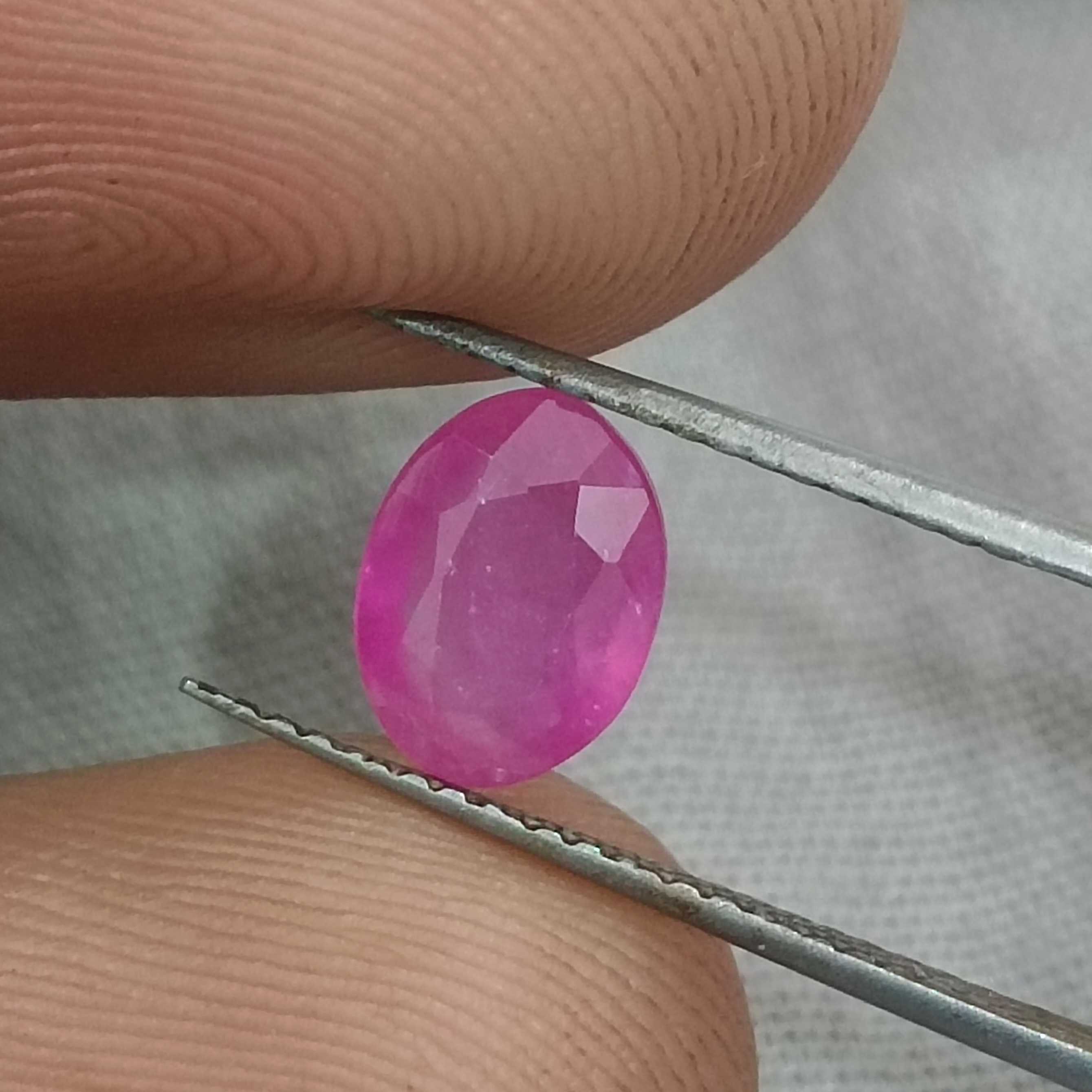 1.31cts GSI certified pinkish red oval mix cut ruby gem