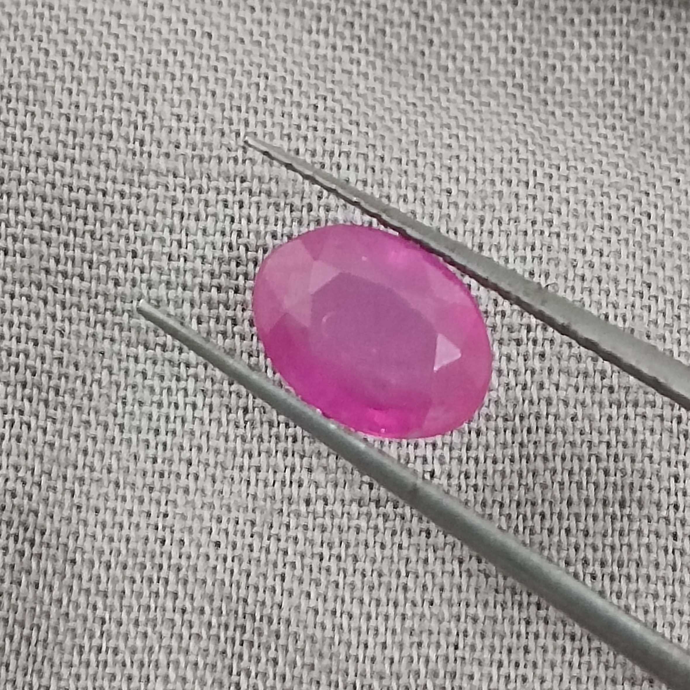 1.31cts GSI certified pinkish red oval mix cut ruby gem