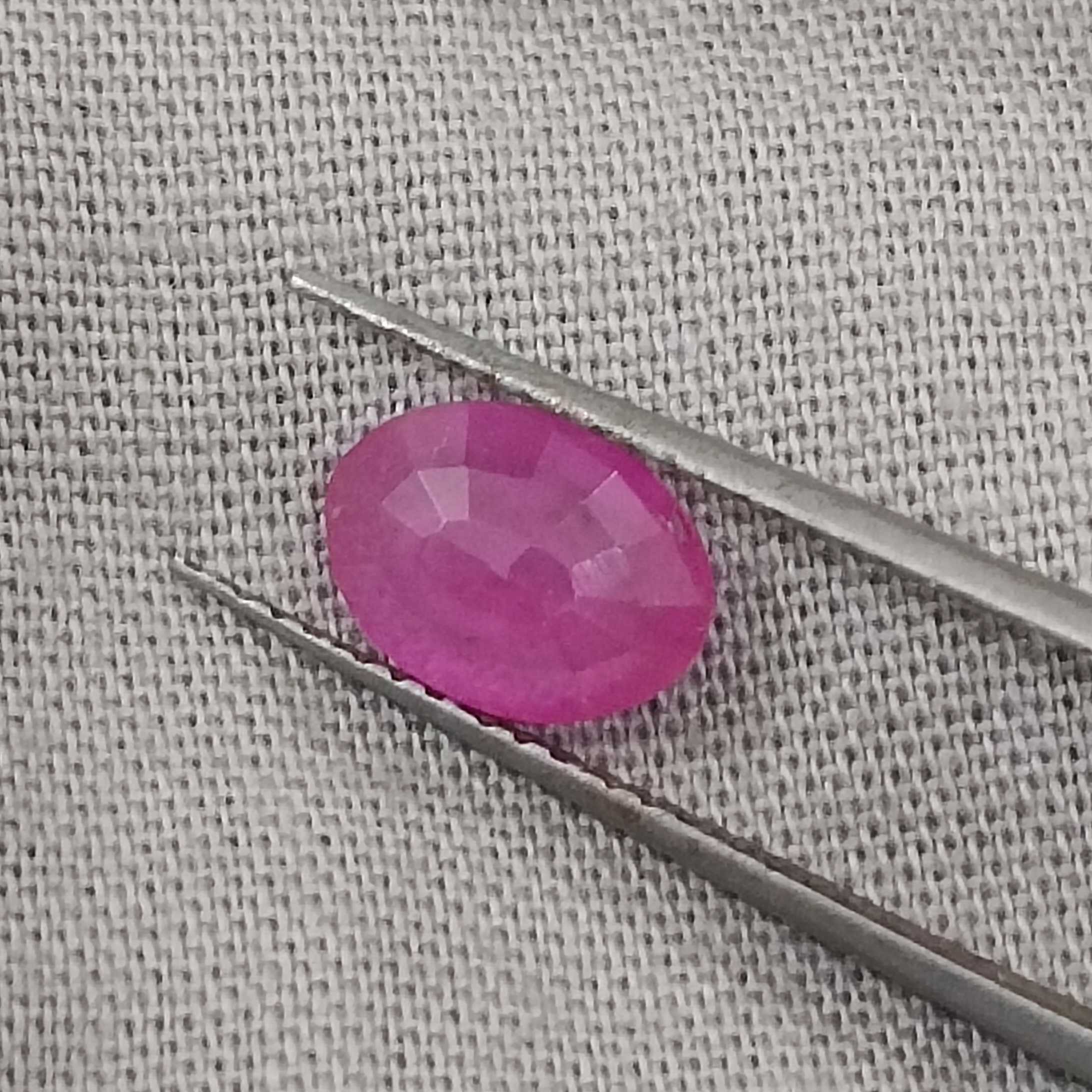 1.31cts GSI certified pinkish red oval mix cut ruby gem