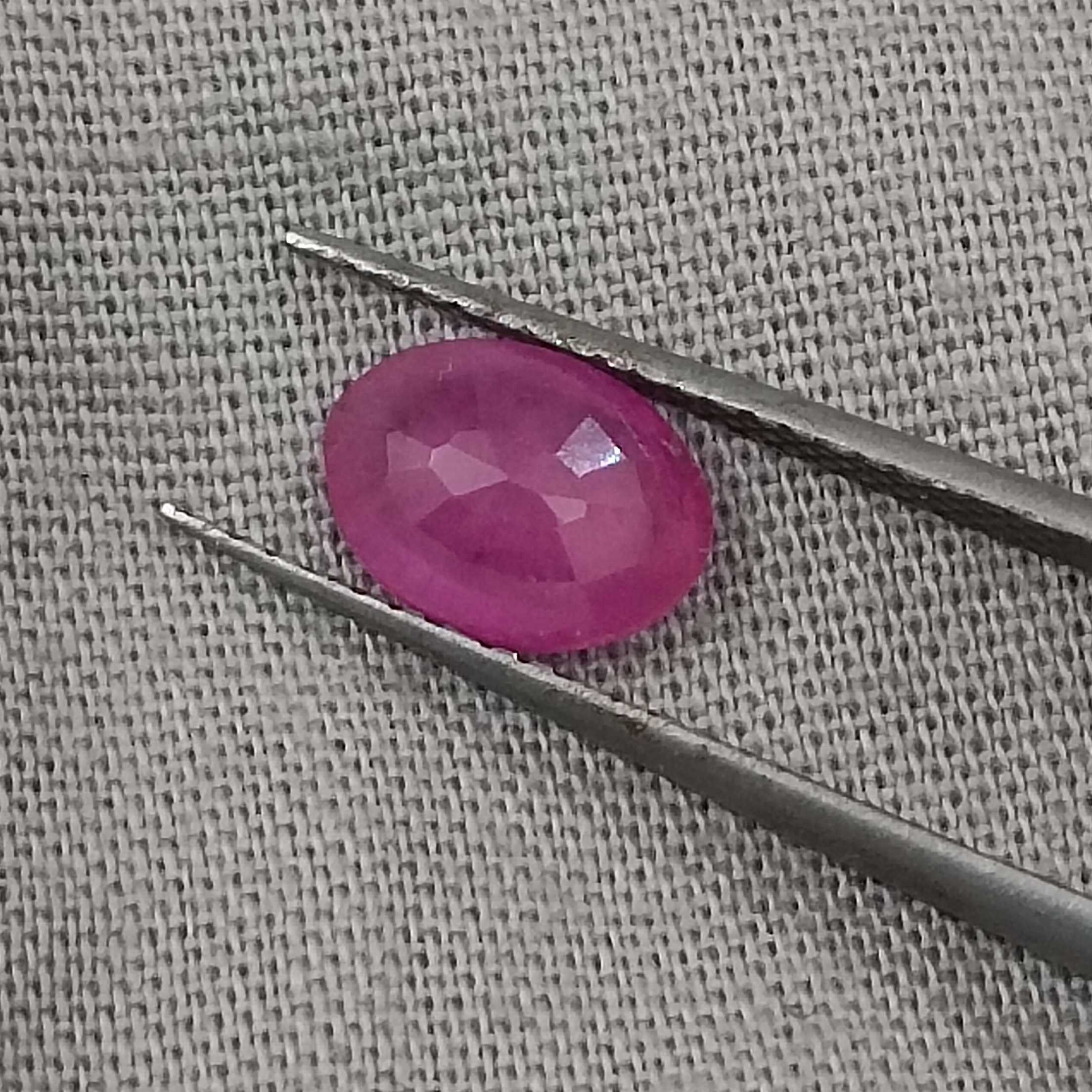 1.31cts GSI certified pinkish red oval mix cut ruby gem