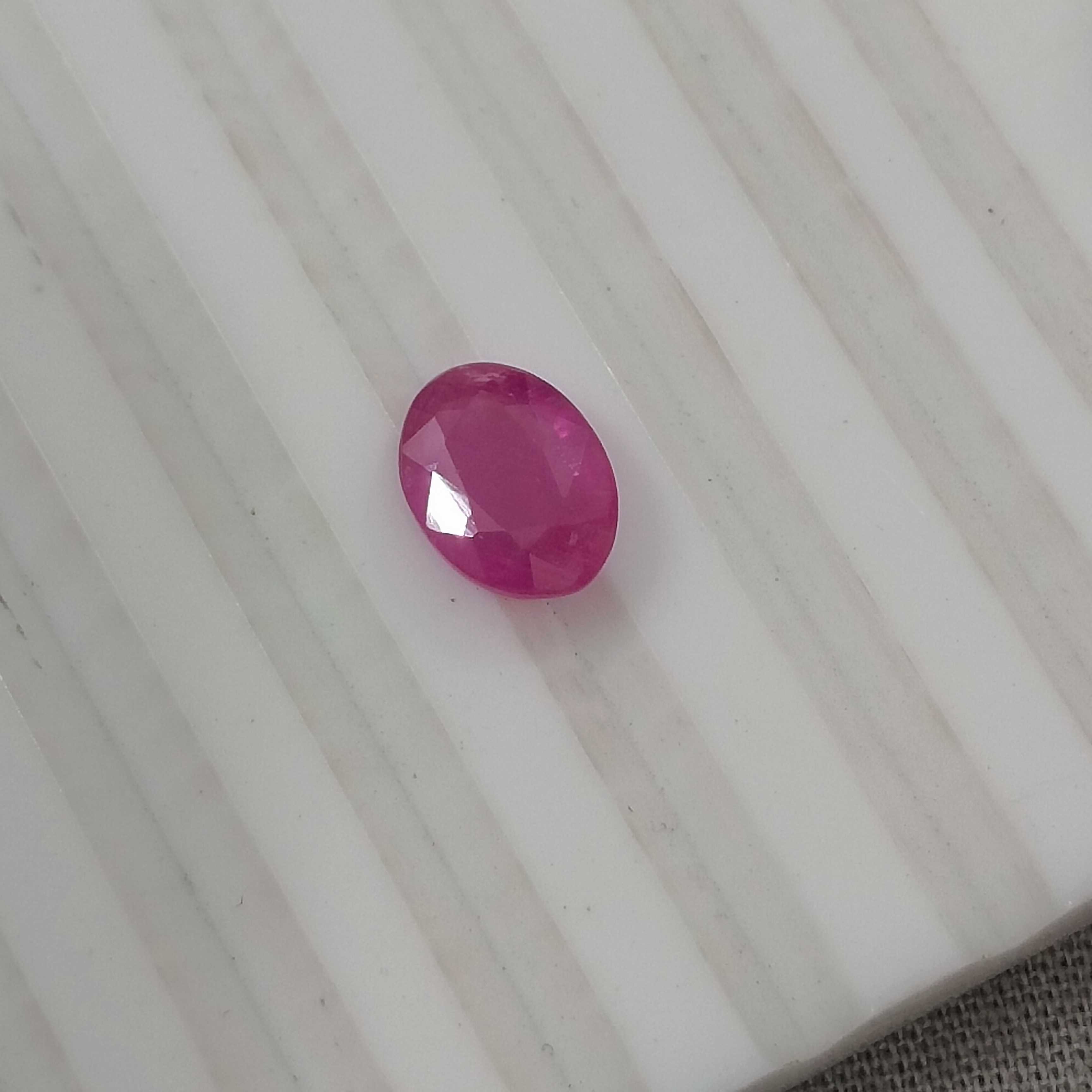 1.31cts GSI certified pinkish red oval mix cut ruby gem