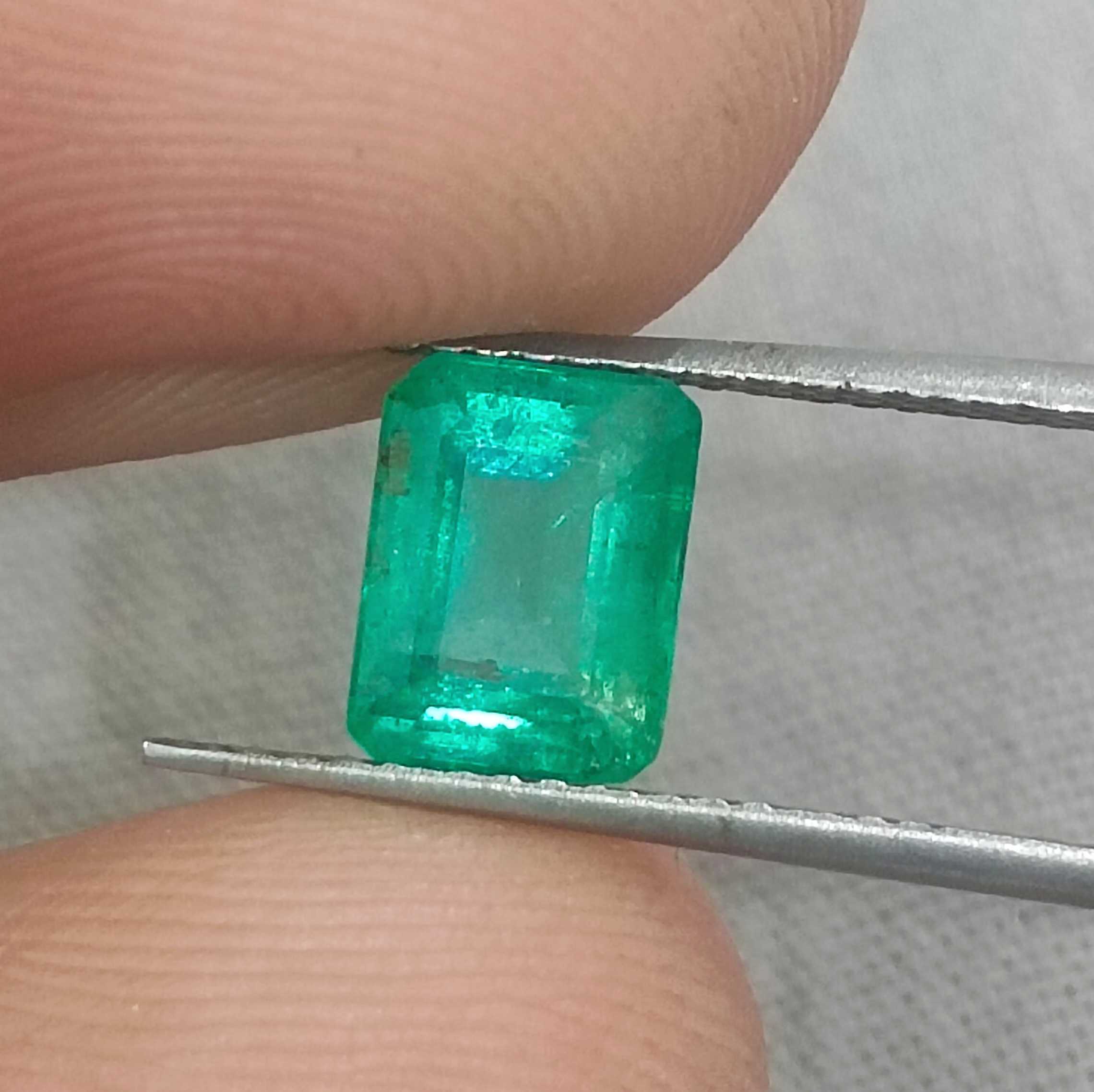 1.67cts sea foam green octagon cut Ethiopian emerald gemstone 