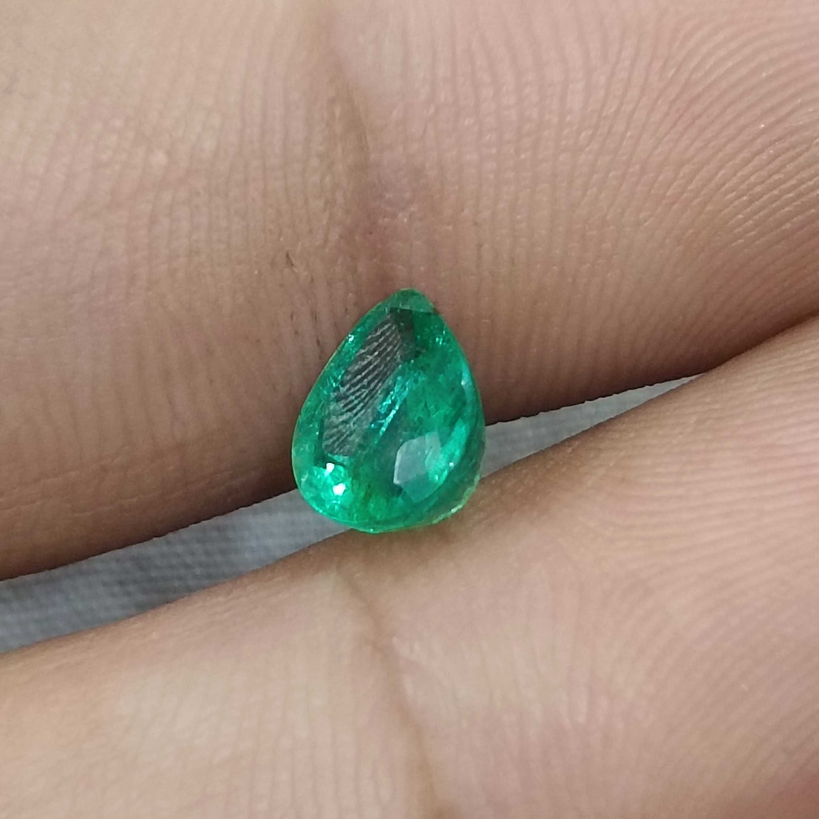 1.28ct intense golden green pear mix cut Zambian emerald 