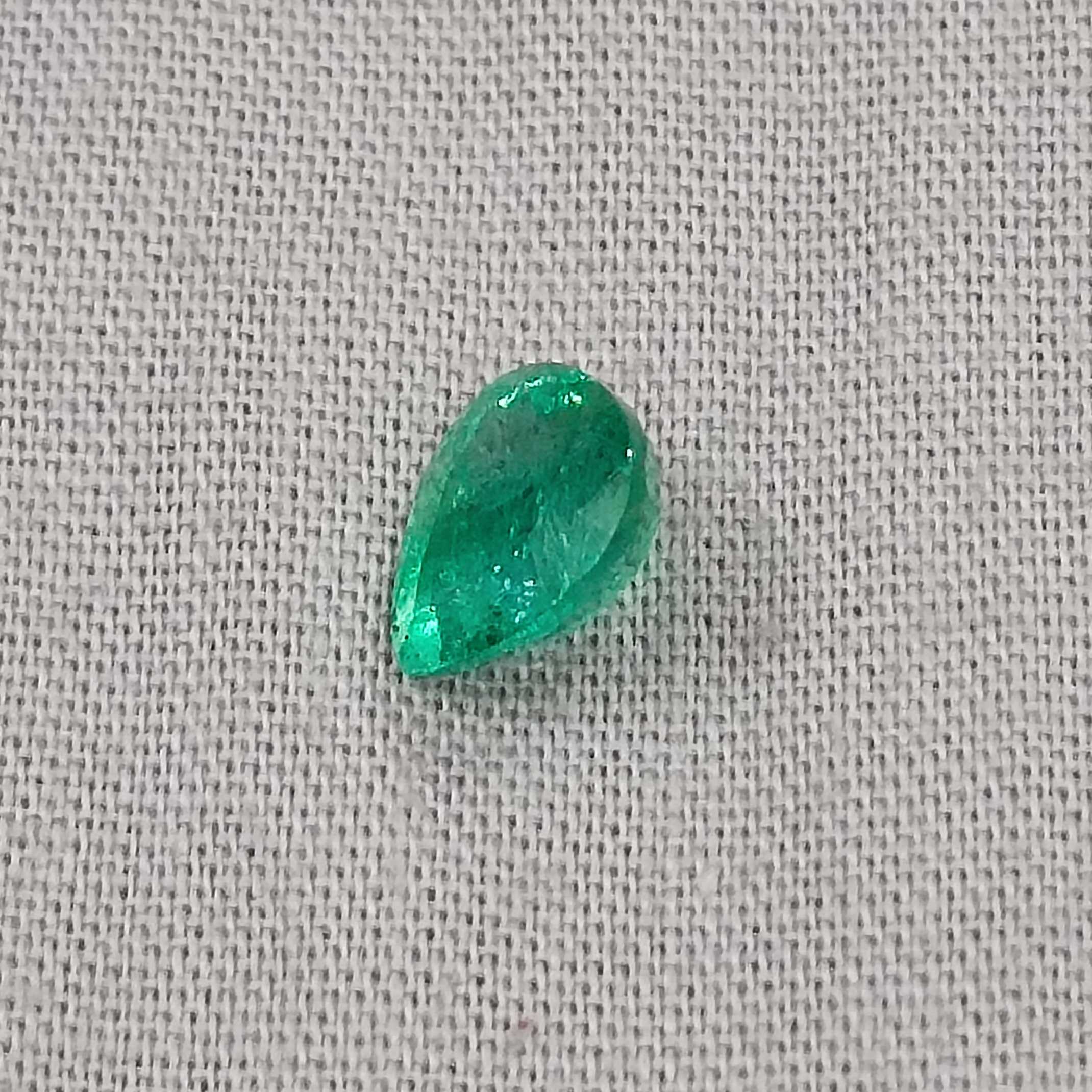 1.28ct intense golden green pear mix cut Zambian emerald 