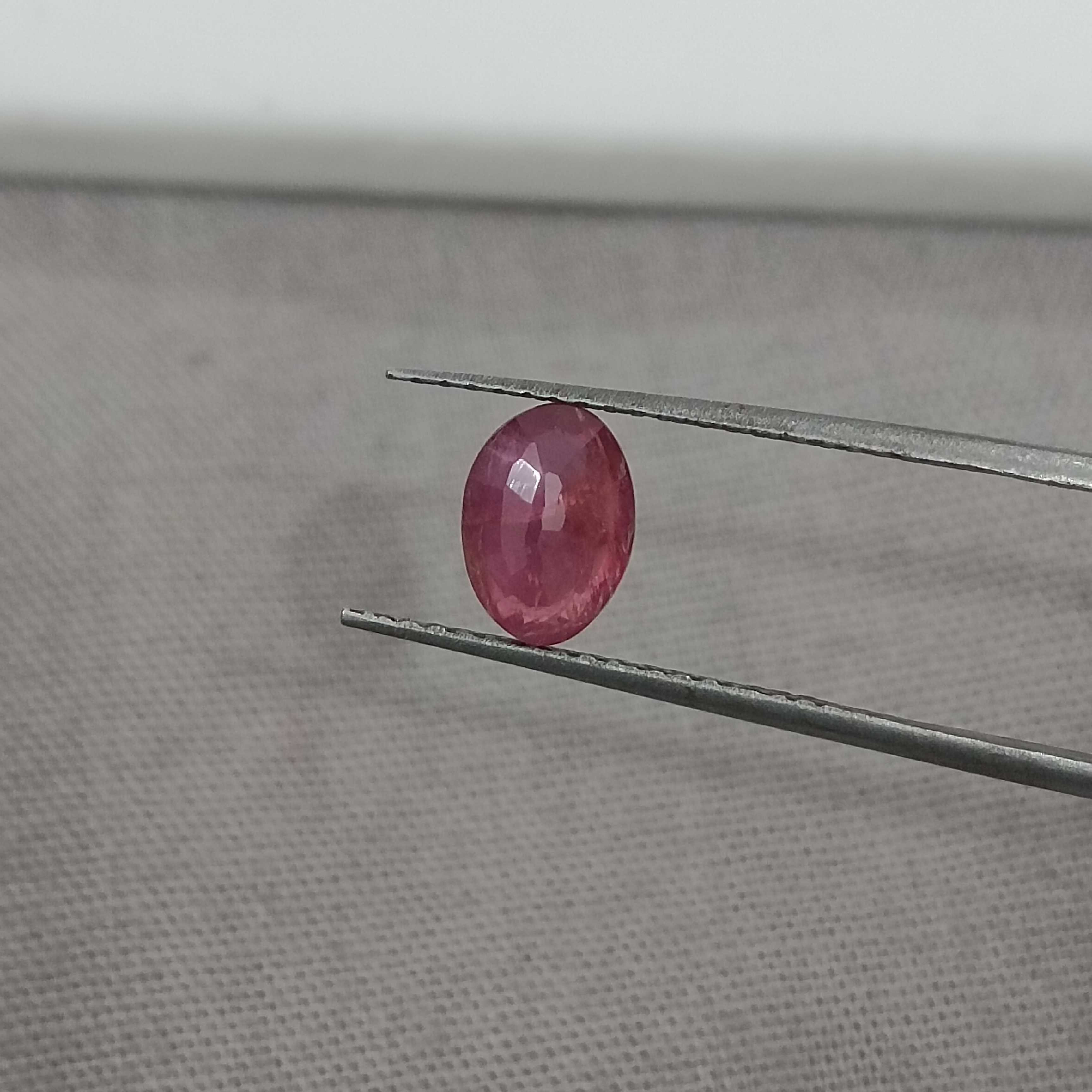 0.99ct GSI (USA) certified natural glossy red oval mixed cut unheated ruby gemstone