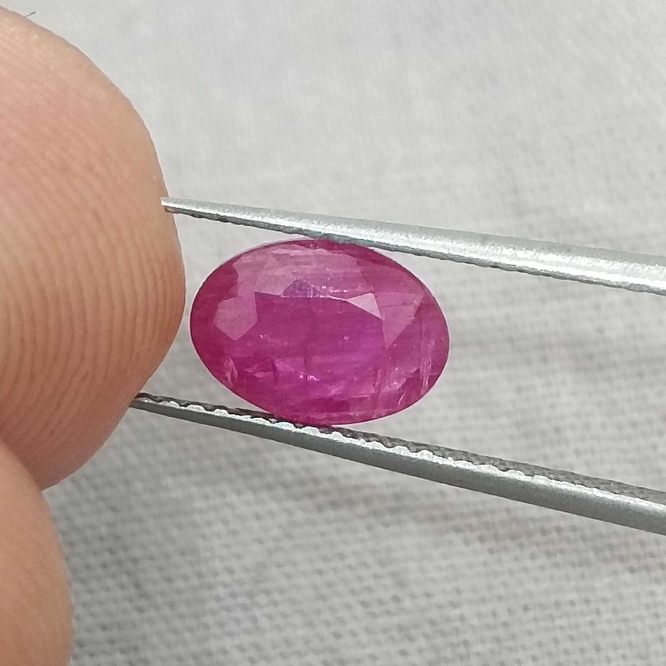 1.32cts certified pinkish red oval mixed cut African ruby stone unheated 
