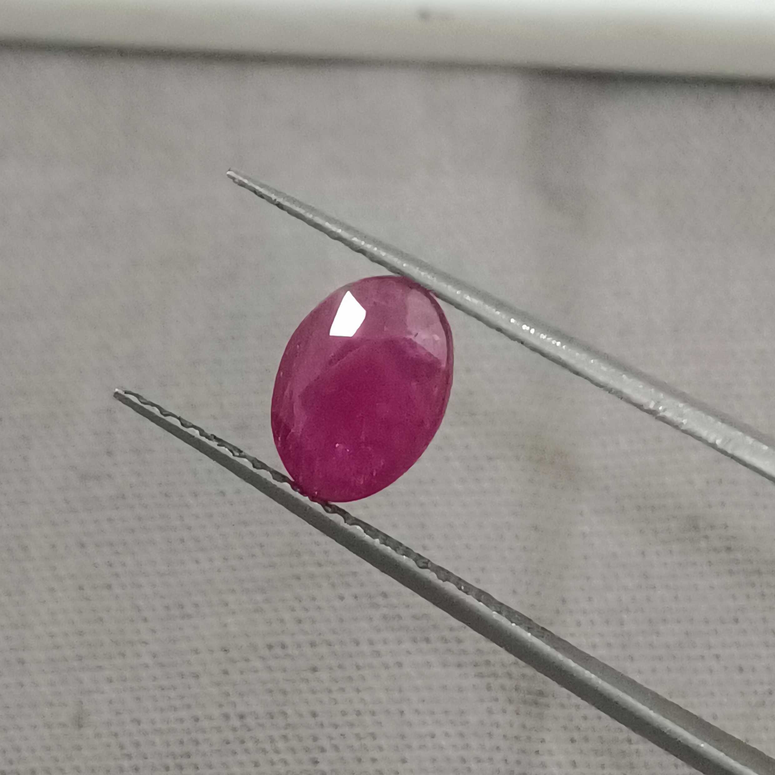 1.32cts certified pinkish red oval mixed cut African ruby stone unheated 