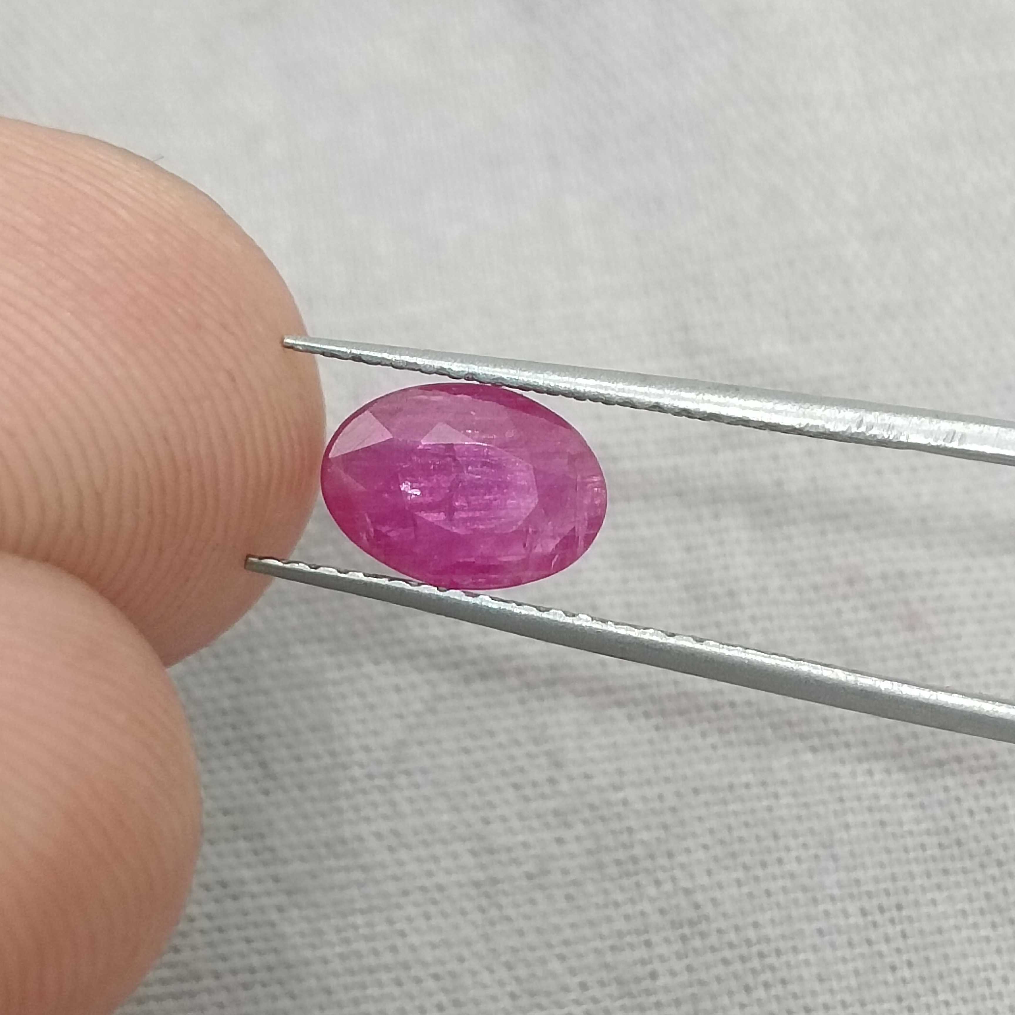 1.32cts certified pinkish red oval mixed cut African ruby stone unheated 