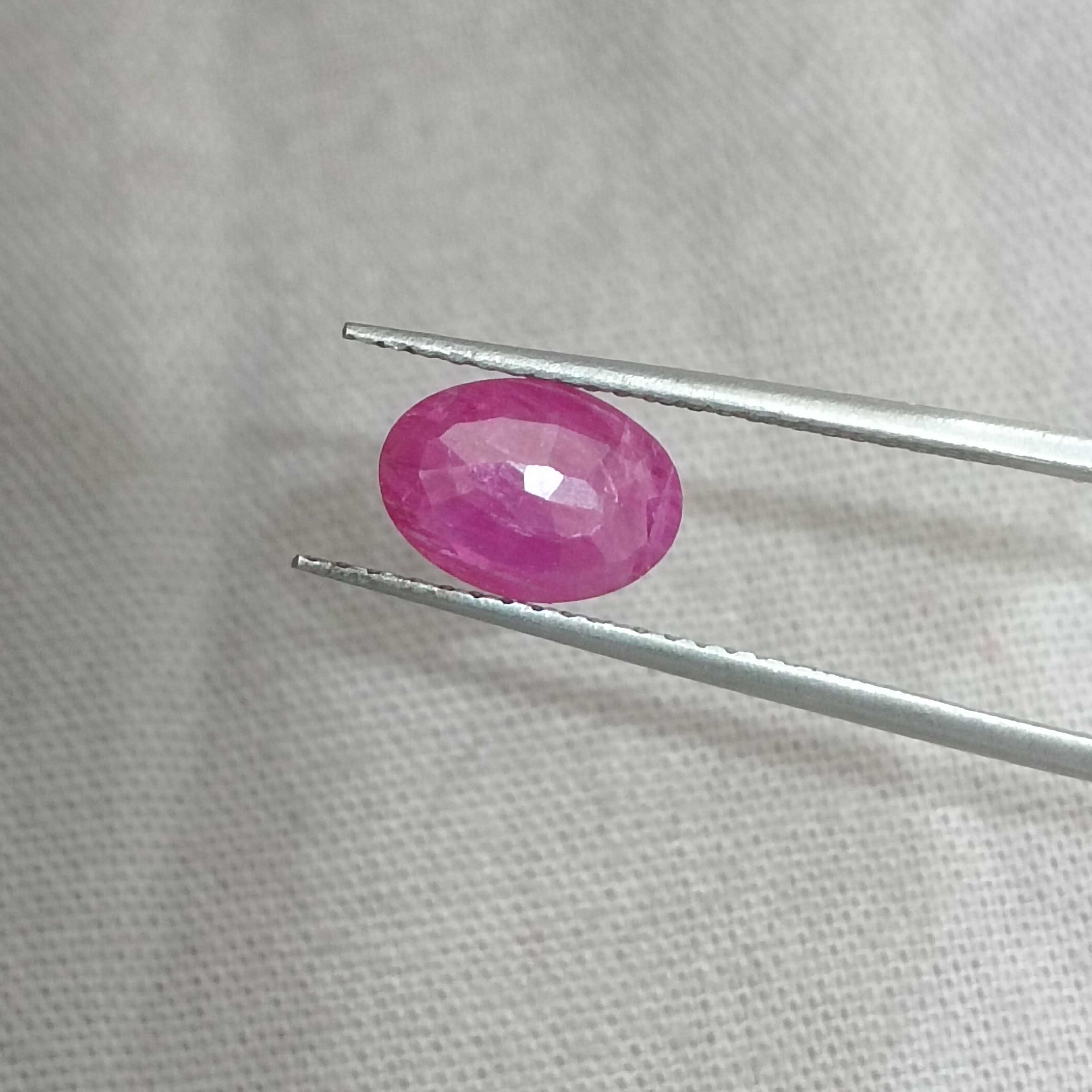 1.32cts certified pinkish red oval mixed cut African ruby stone unheated 
