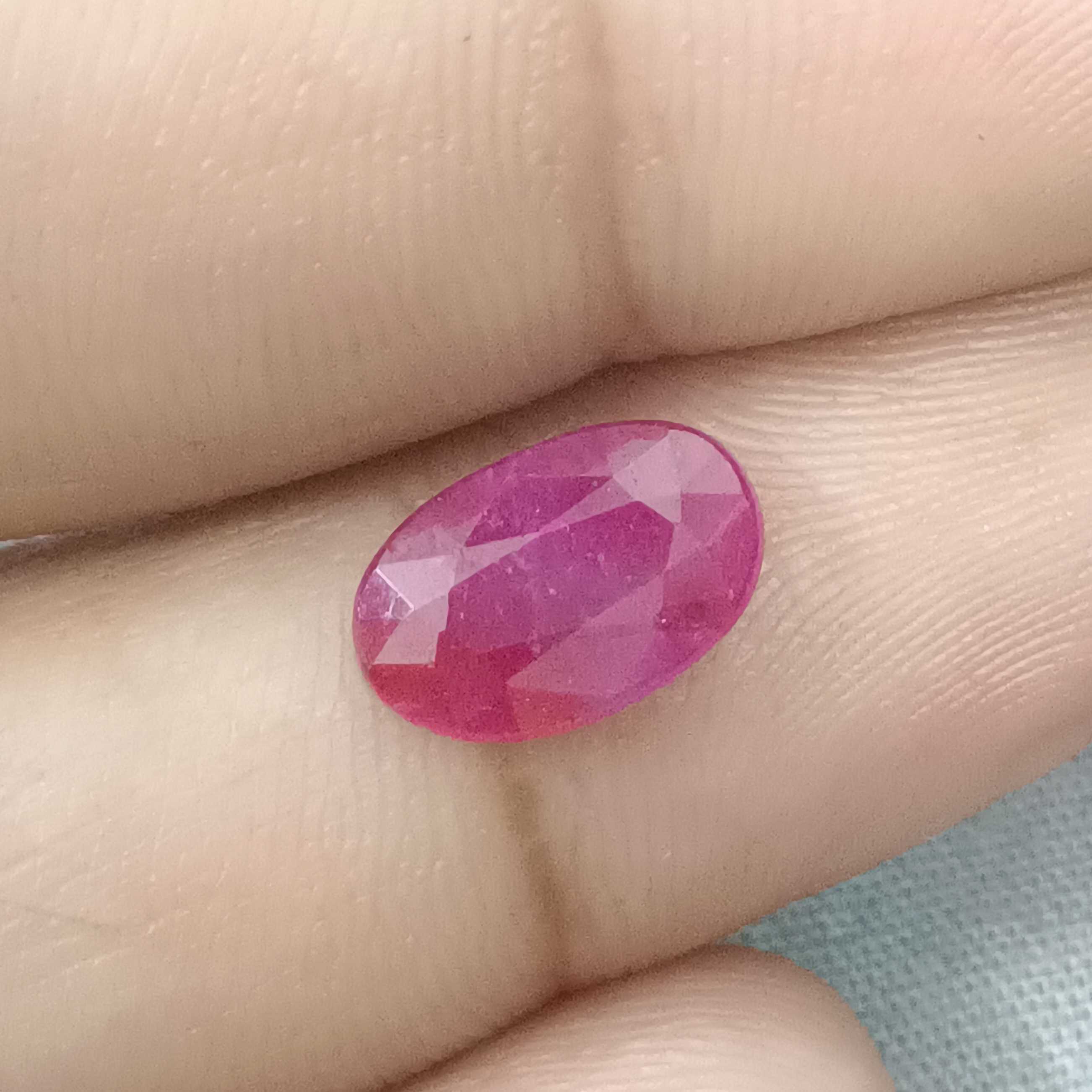 1.99ct certified natural red with bluish hint oval mixed untreated Guinea origin ruby /