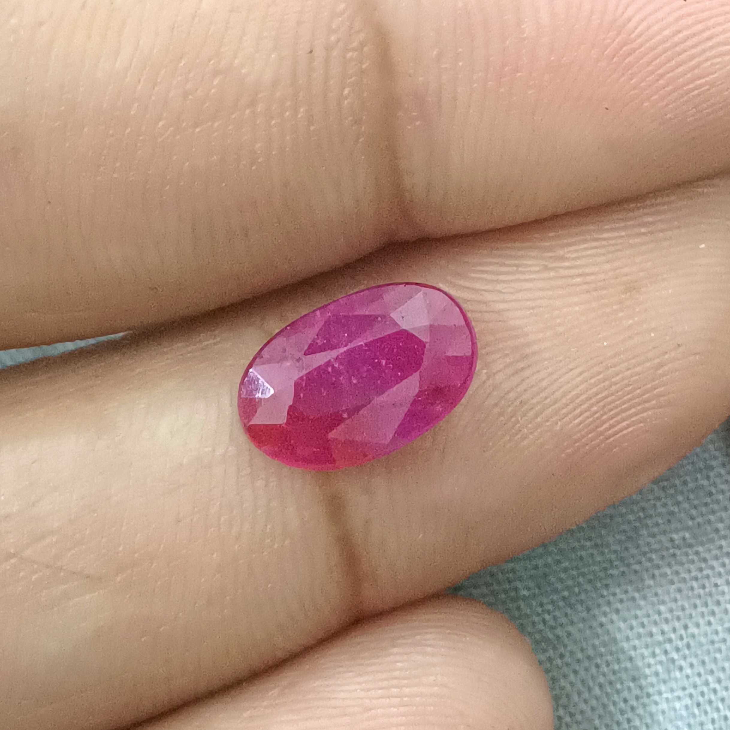 1.99ct certified natural red with bluish hint oval mixed untreated Guinea origin ruby 
