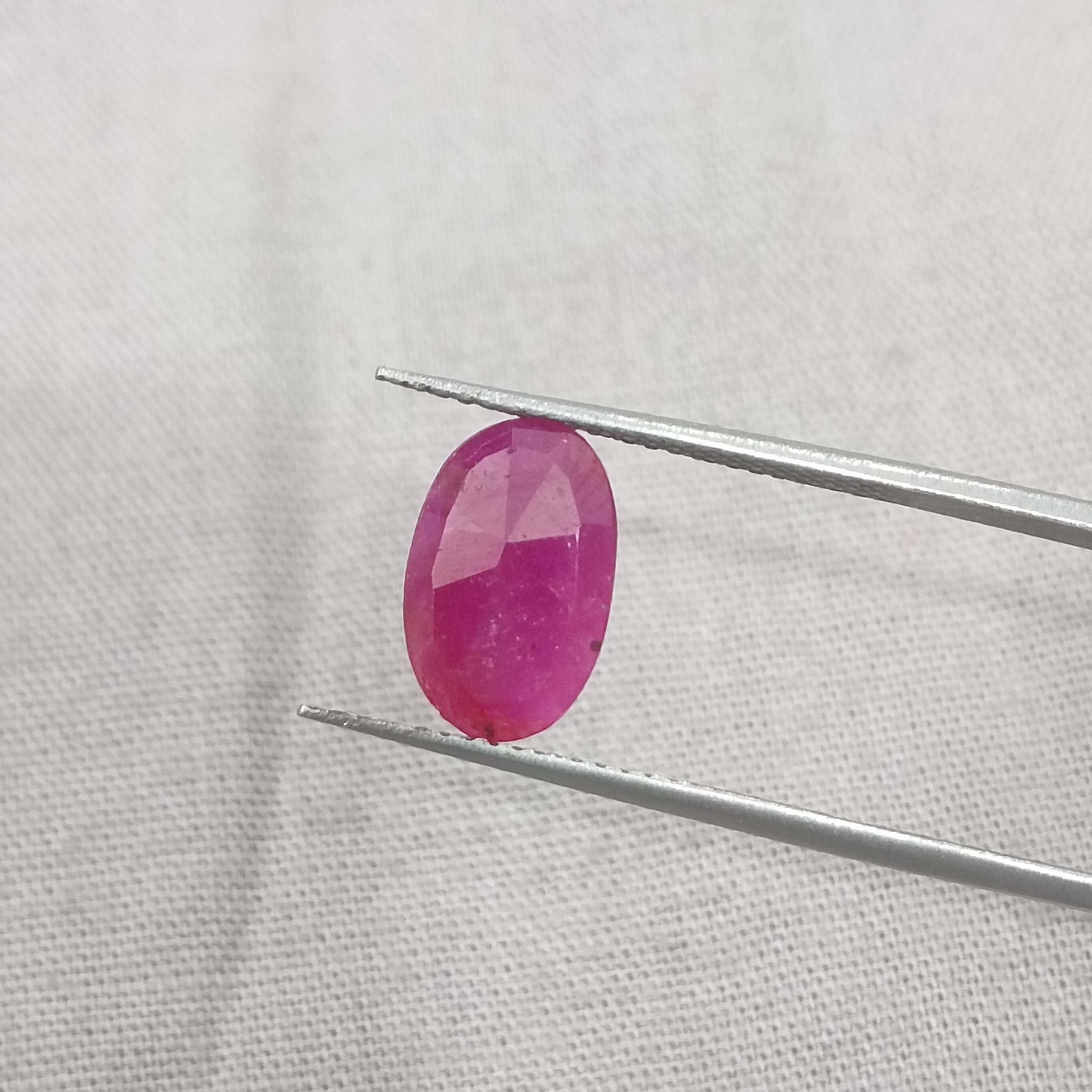 1.99ct certified natural red with bluish hint oval mixed untreated Guinea origin ruby 