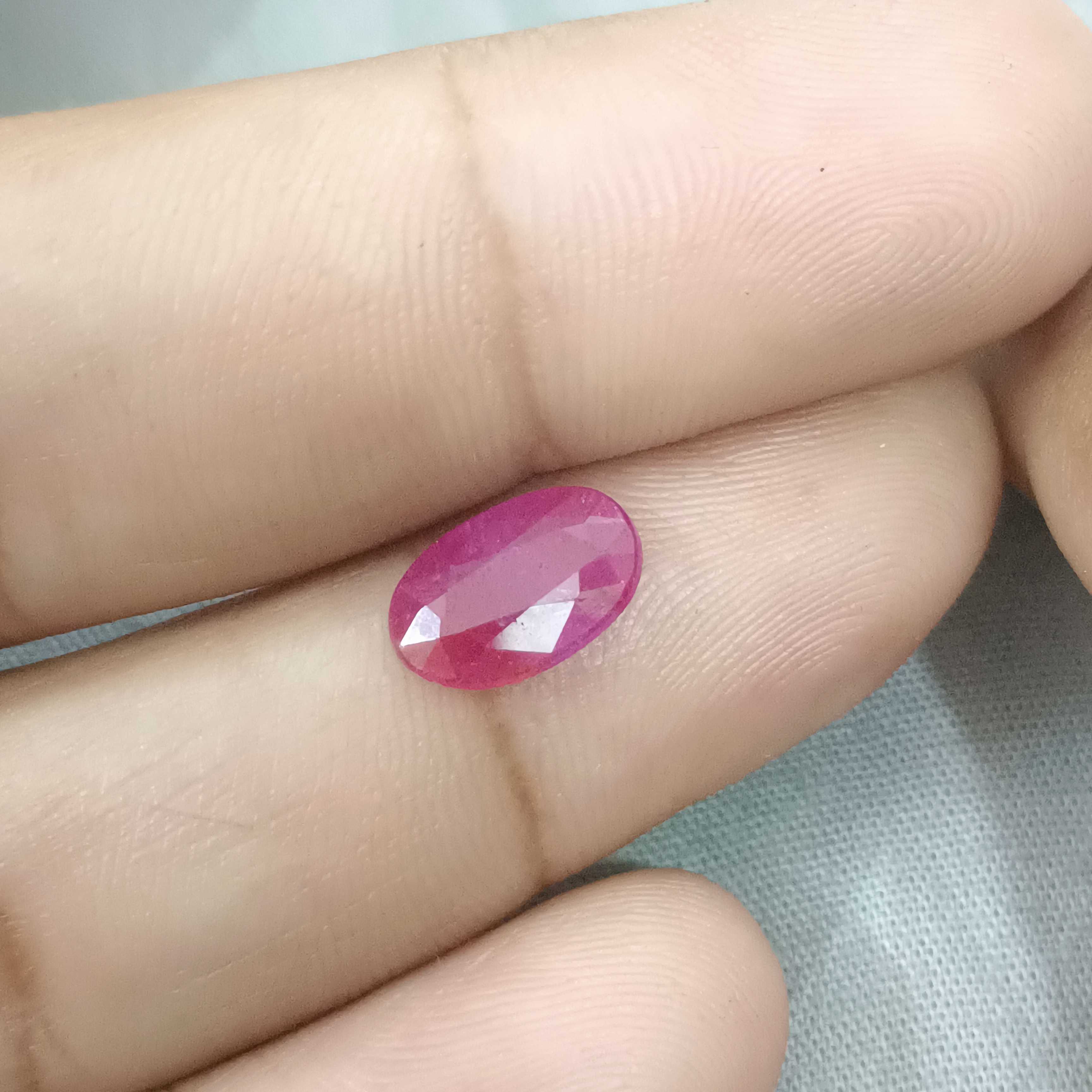 1.99ct certified natural red with bluish hint oval mixed untreated Guinea origin ruby 