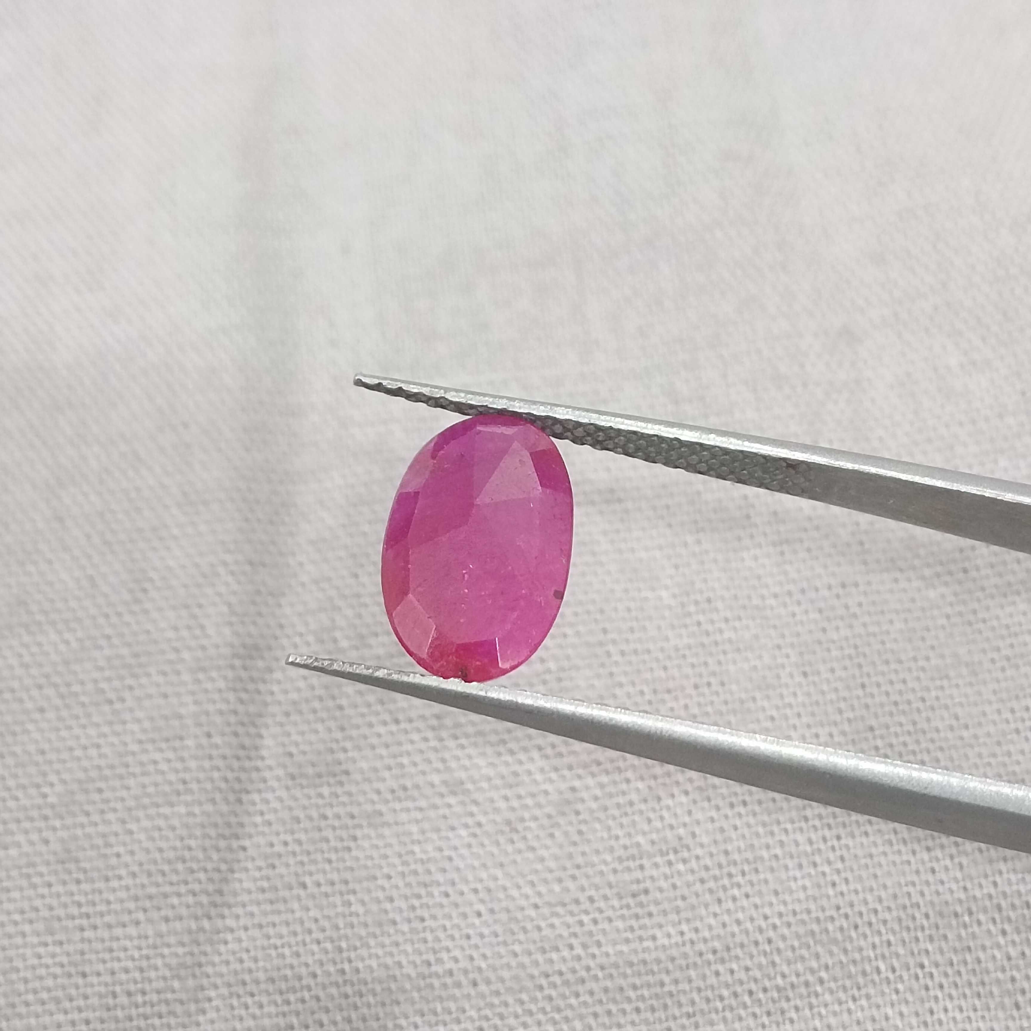 1.99ct certified natural red with bluish hint oval mixed untreated Guinea origin ruby 