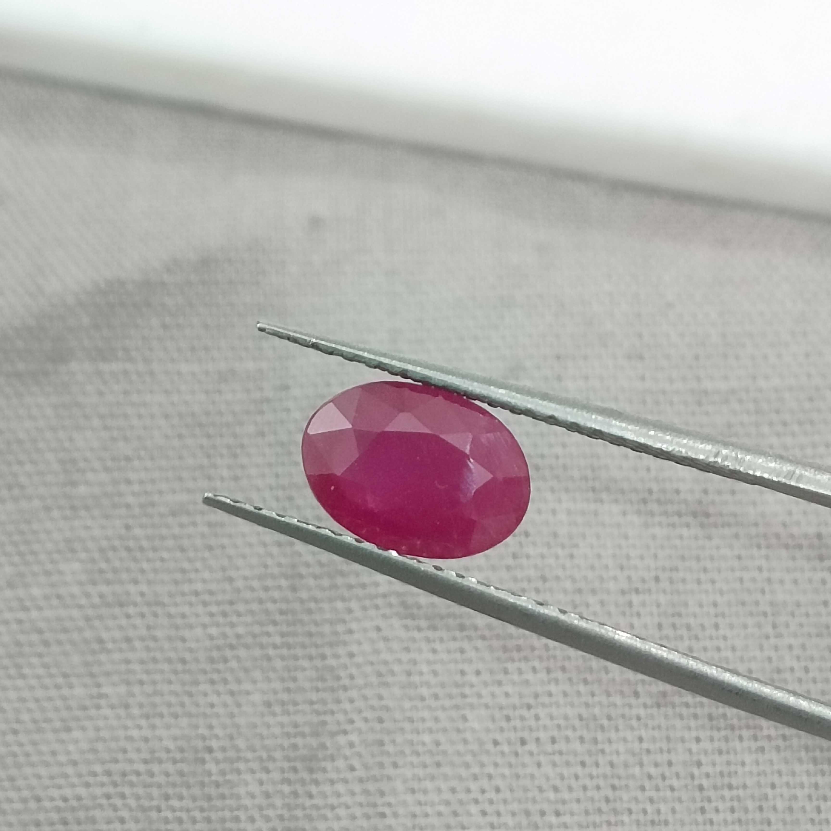 1.32ct GSI certified deep colour oval cut unheated ruby gemstone 