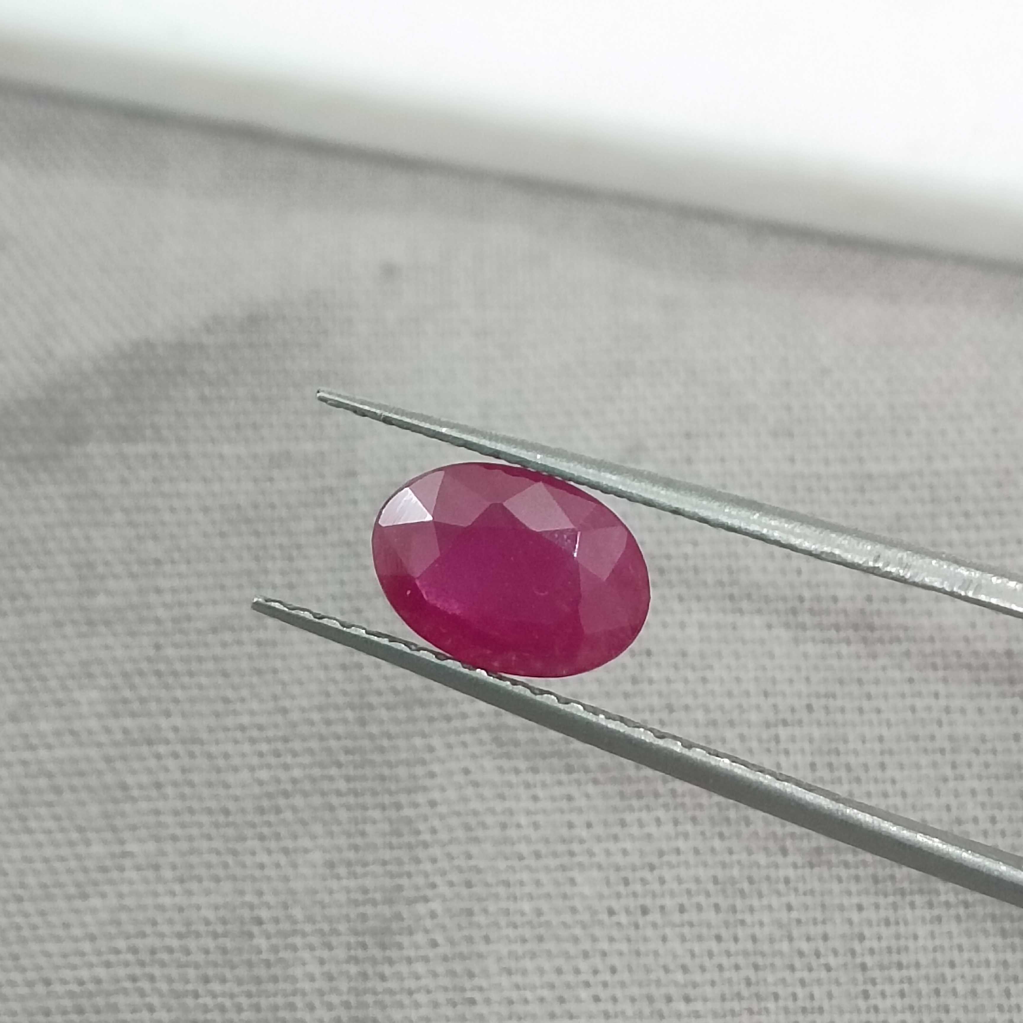 1.32ct GSI certified deep colour oval cut unheated ruby gemstone 