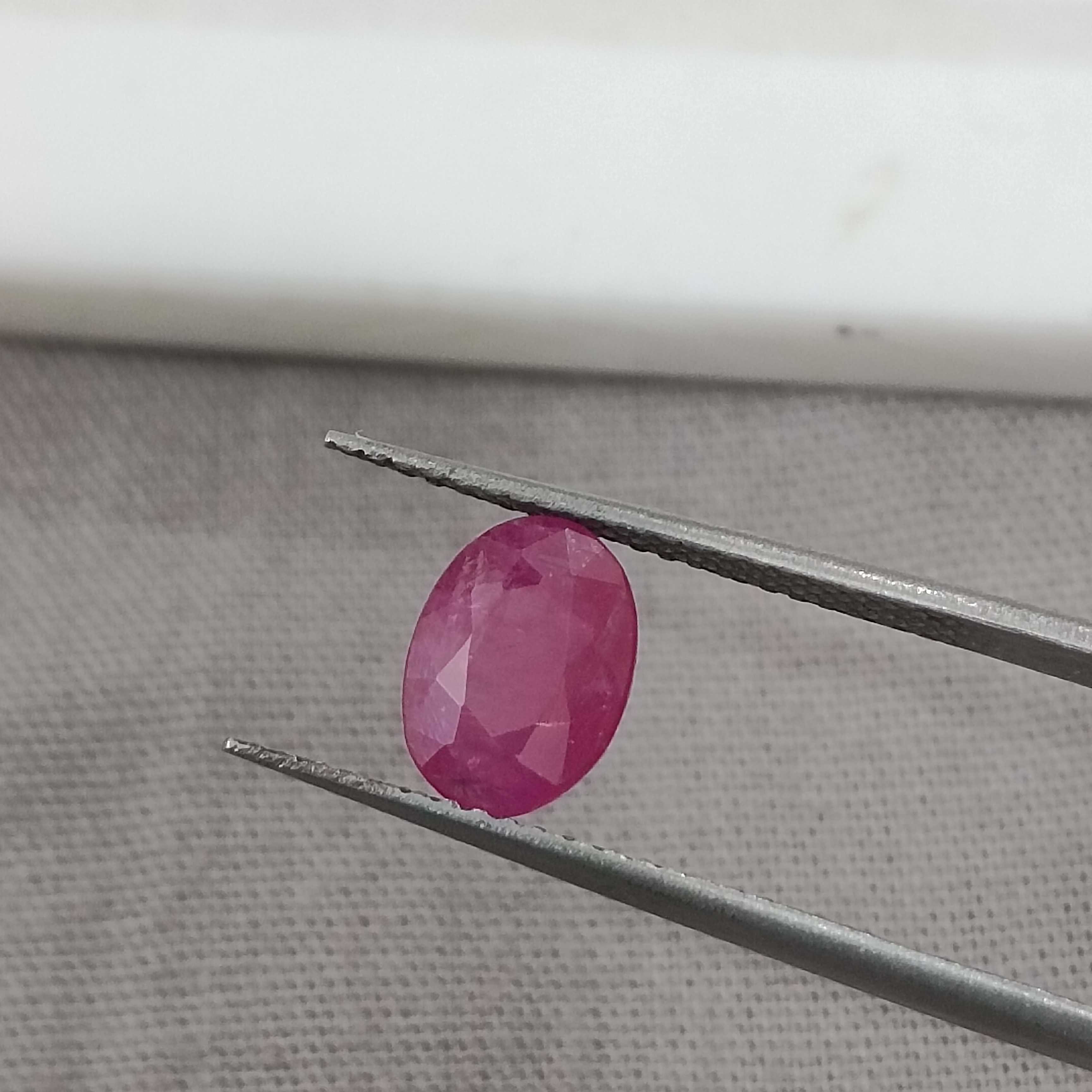 1.34cts GSI certified natural deep red with blue tint oval mixed cut unheated ruby 