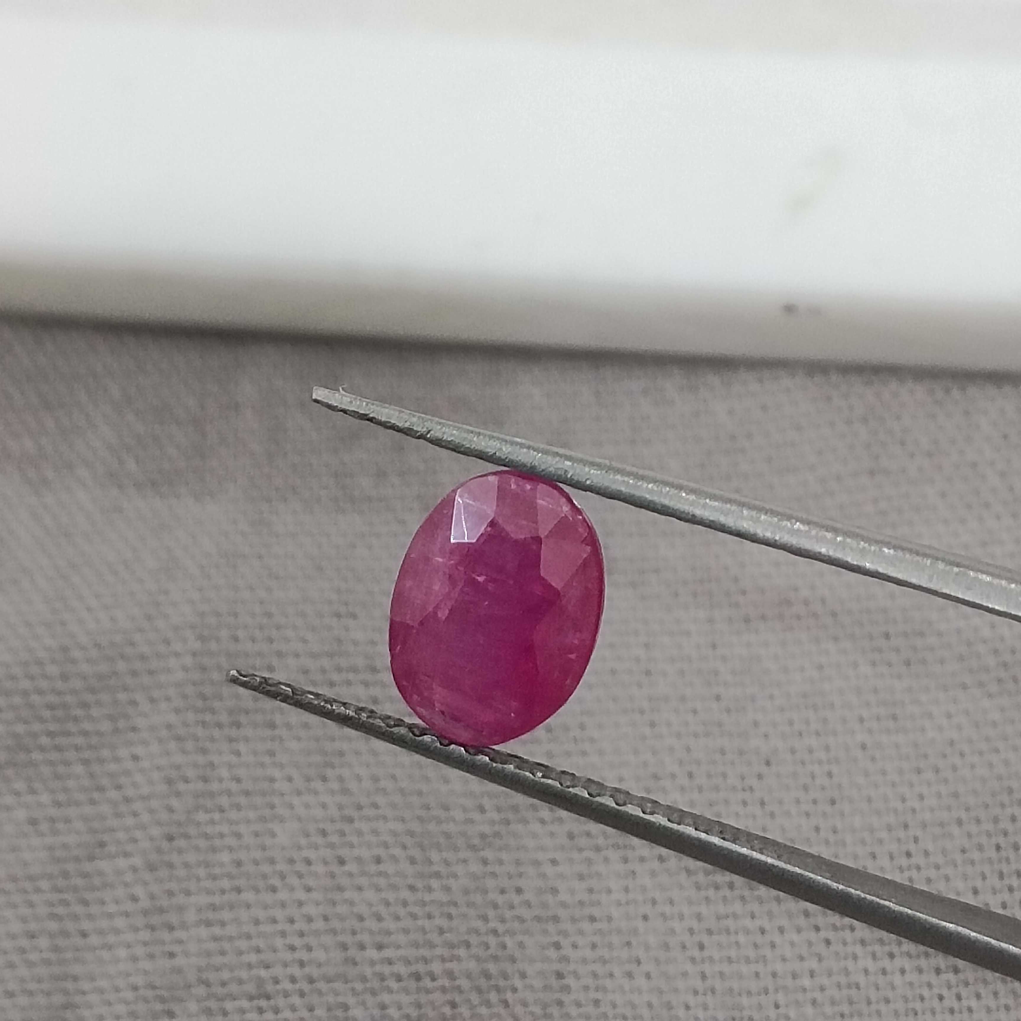 1.34cts GSI certified natural deep red with blue tint oval mixed cut unheated ruby 
