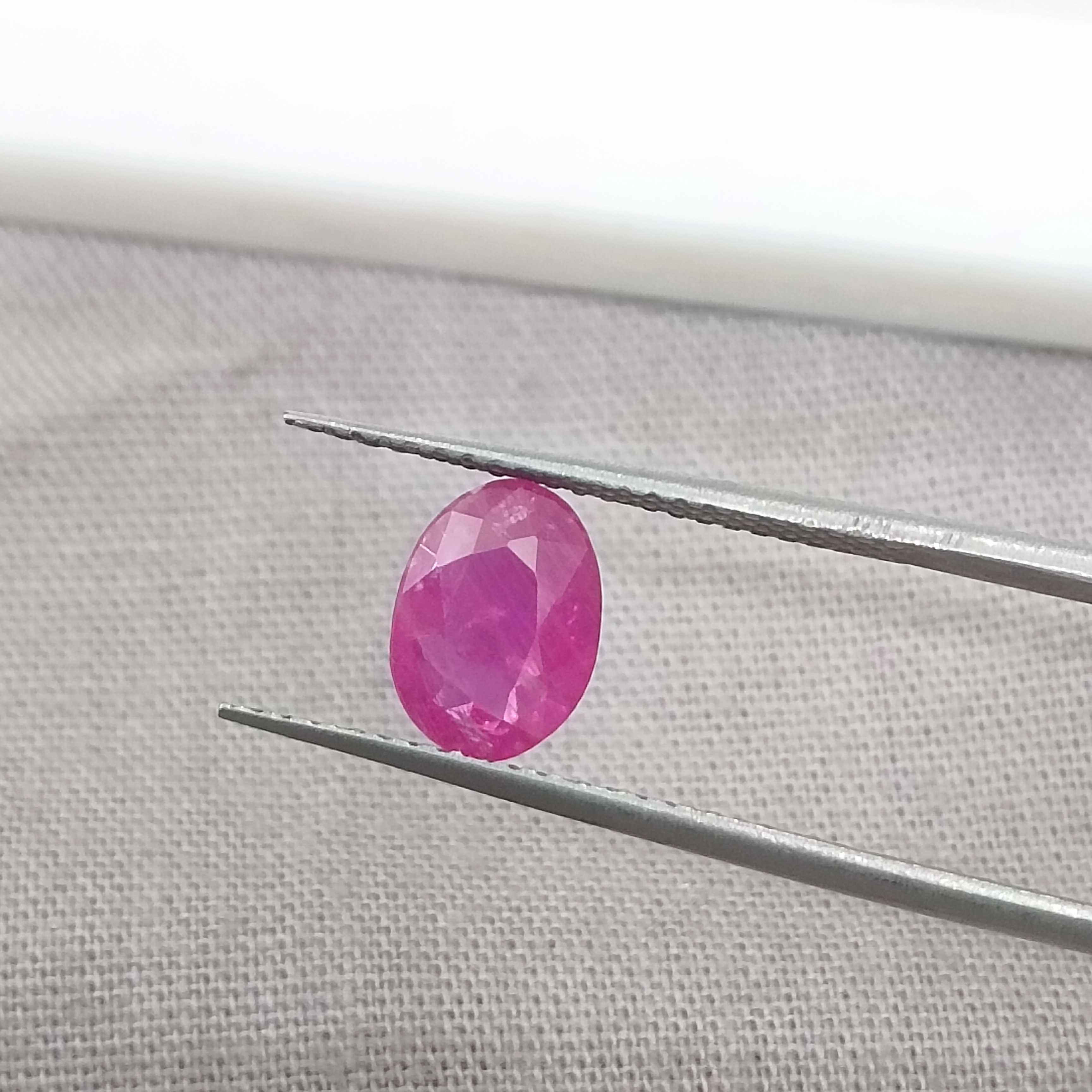 1.36cts GSI certified pinkish red oval mix unheated unheated ruby