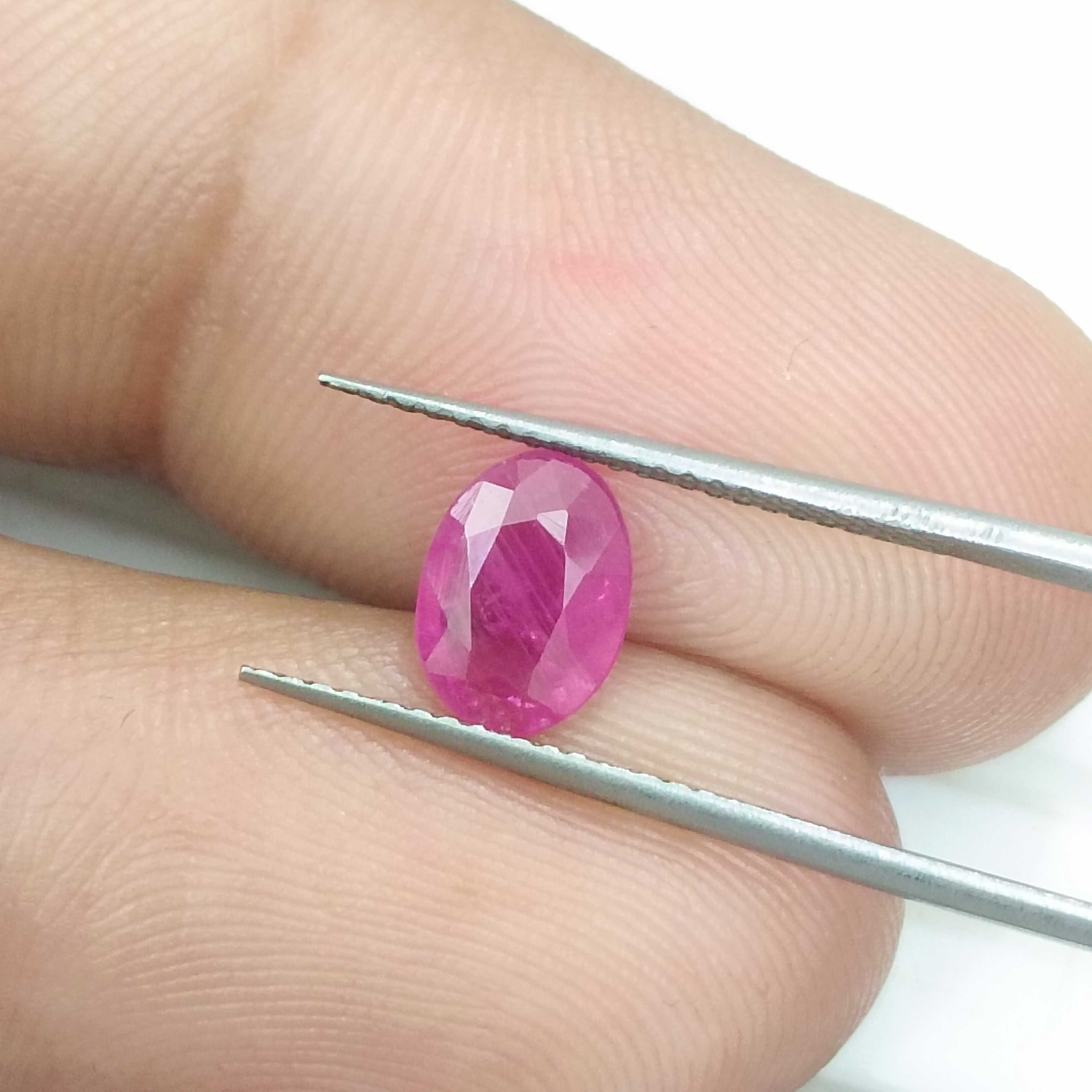 1.36cts GSI certified pinkish red oval mix unheated unheated ruby