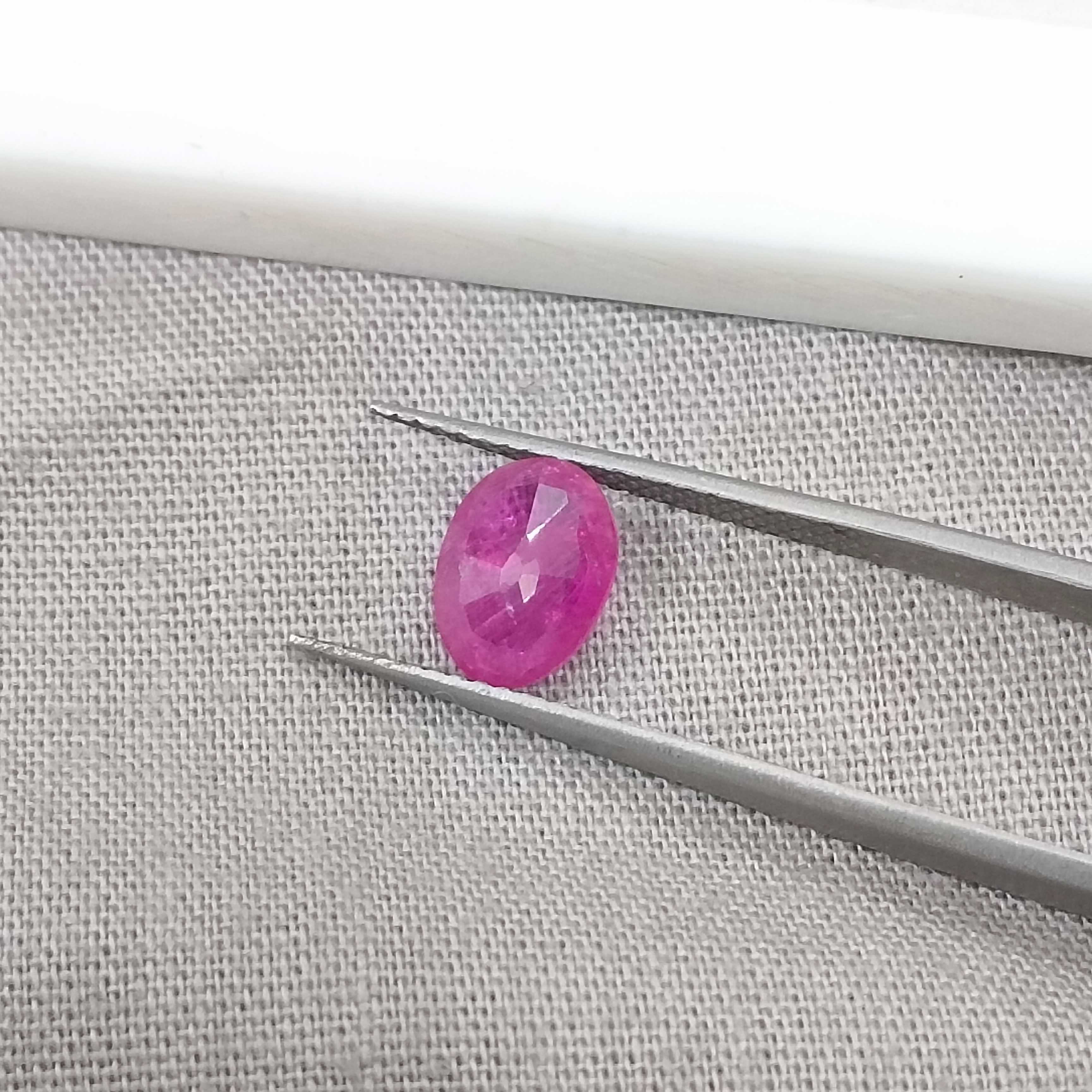 1.36cts GSI certified pinkish red oval mix unheated unheated ruby
