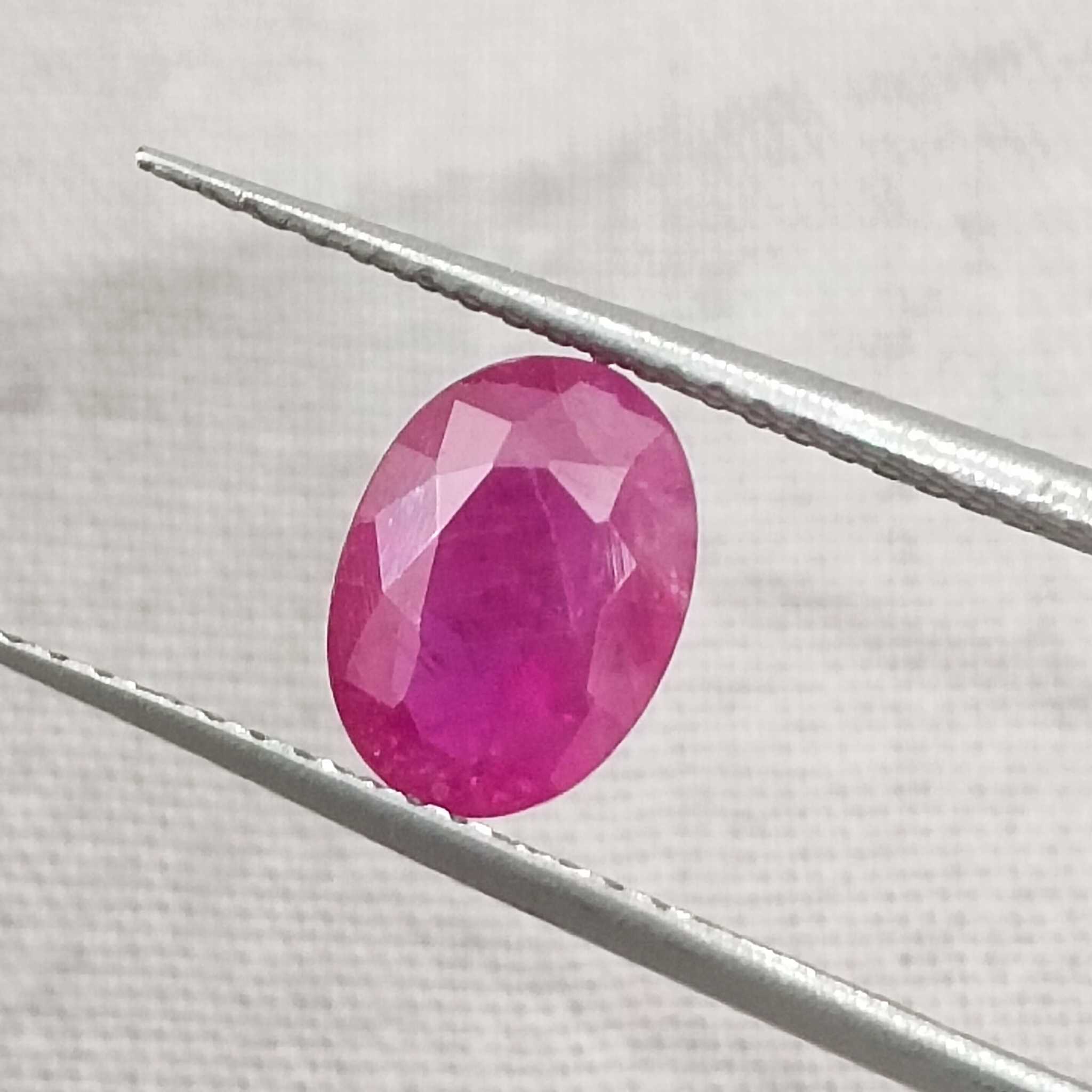 1.54cts GSI certified deep natural purplish red oval cut unheated Mozambique ruby stone/