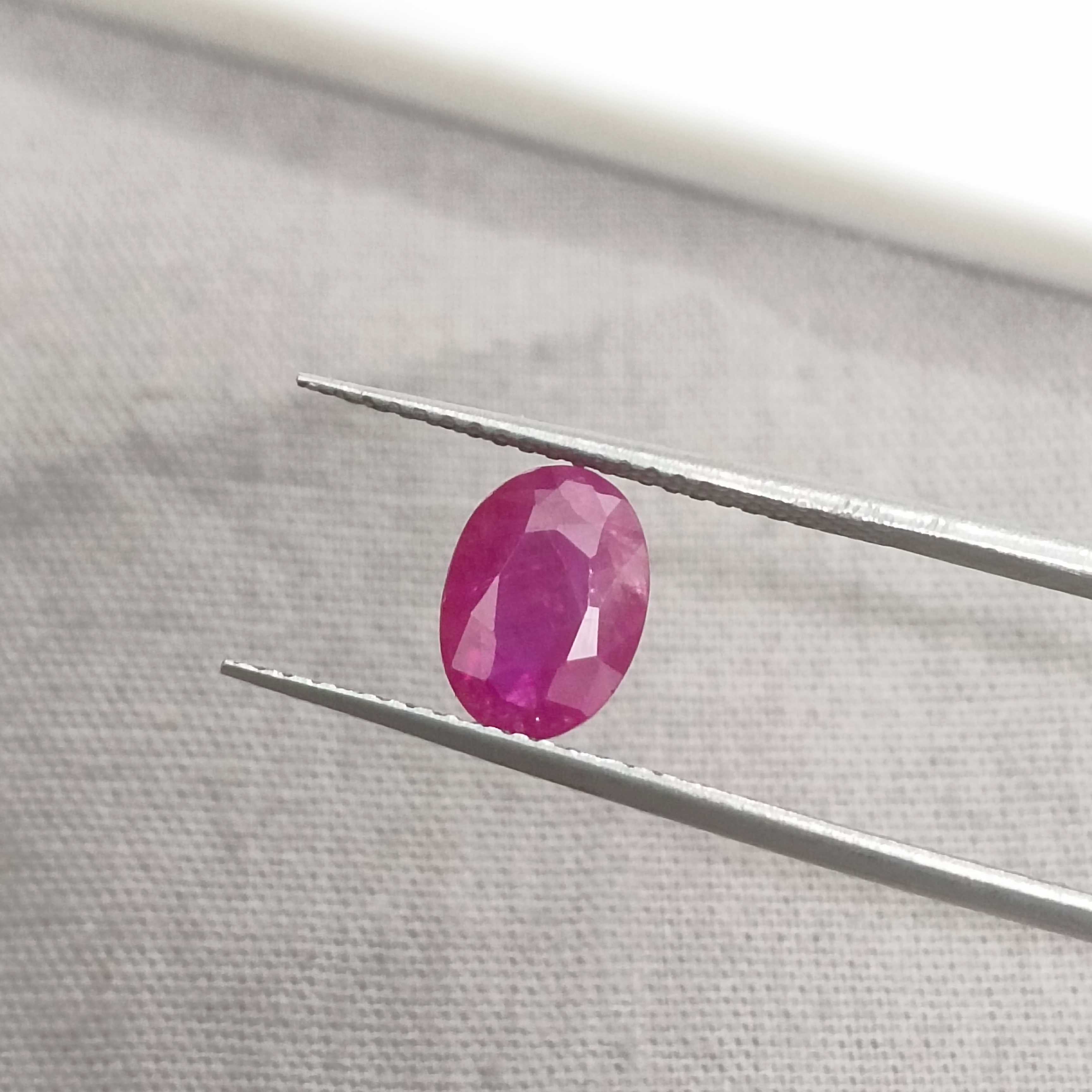 1.54cts GSI certified deep natural purplish red oval cut unheated Mozambique ruby stone