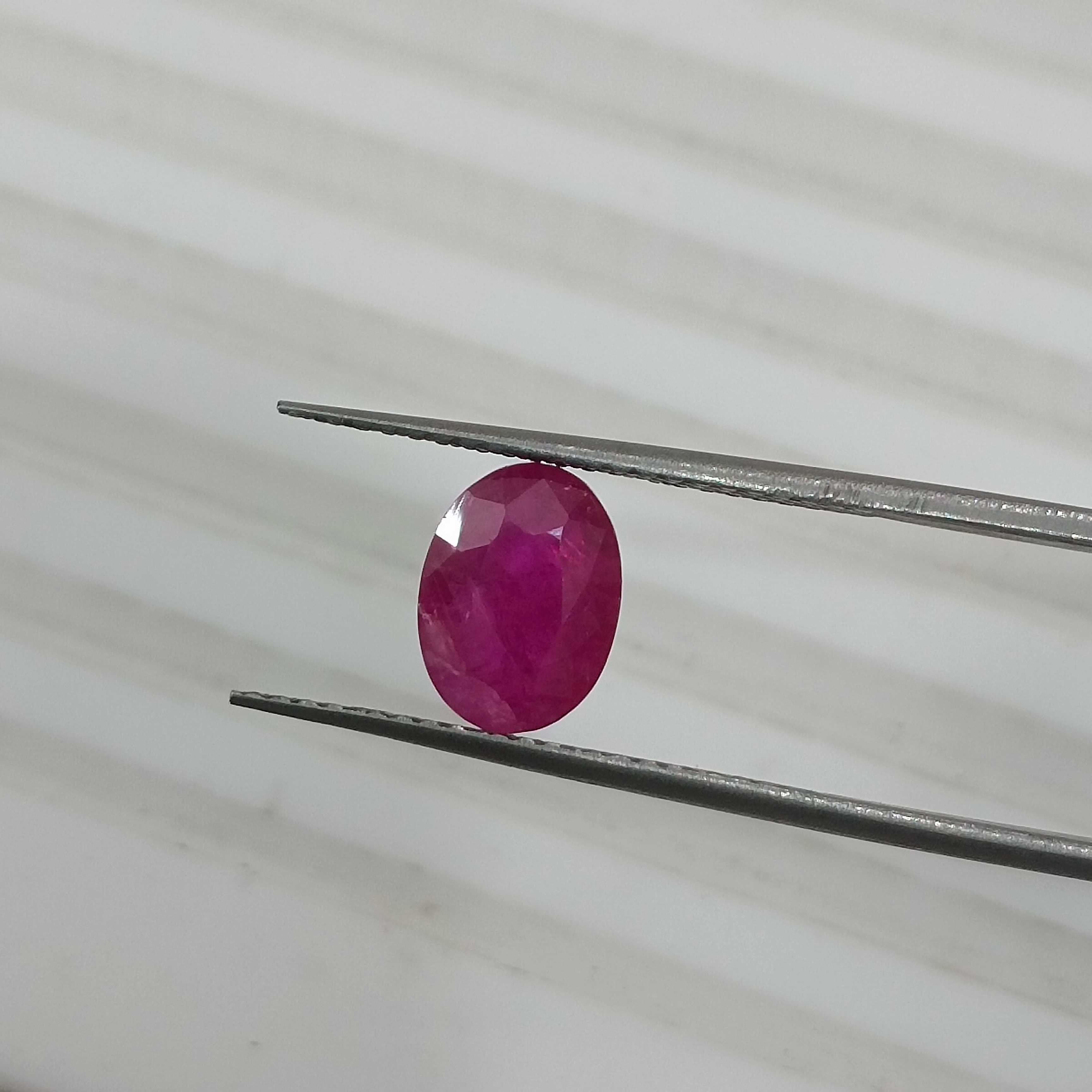 1.54cts GSI certified deep natural purplish red oval cut unheated Mozambique ruby stone