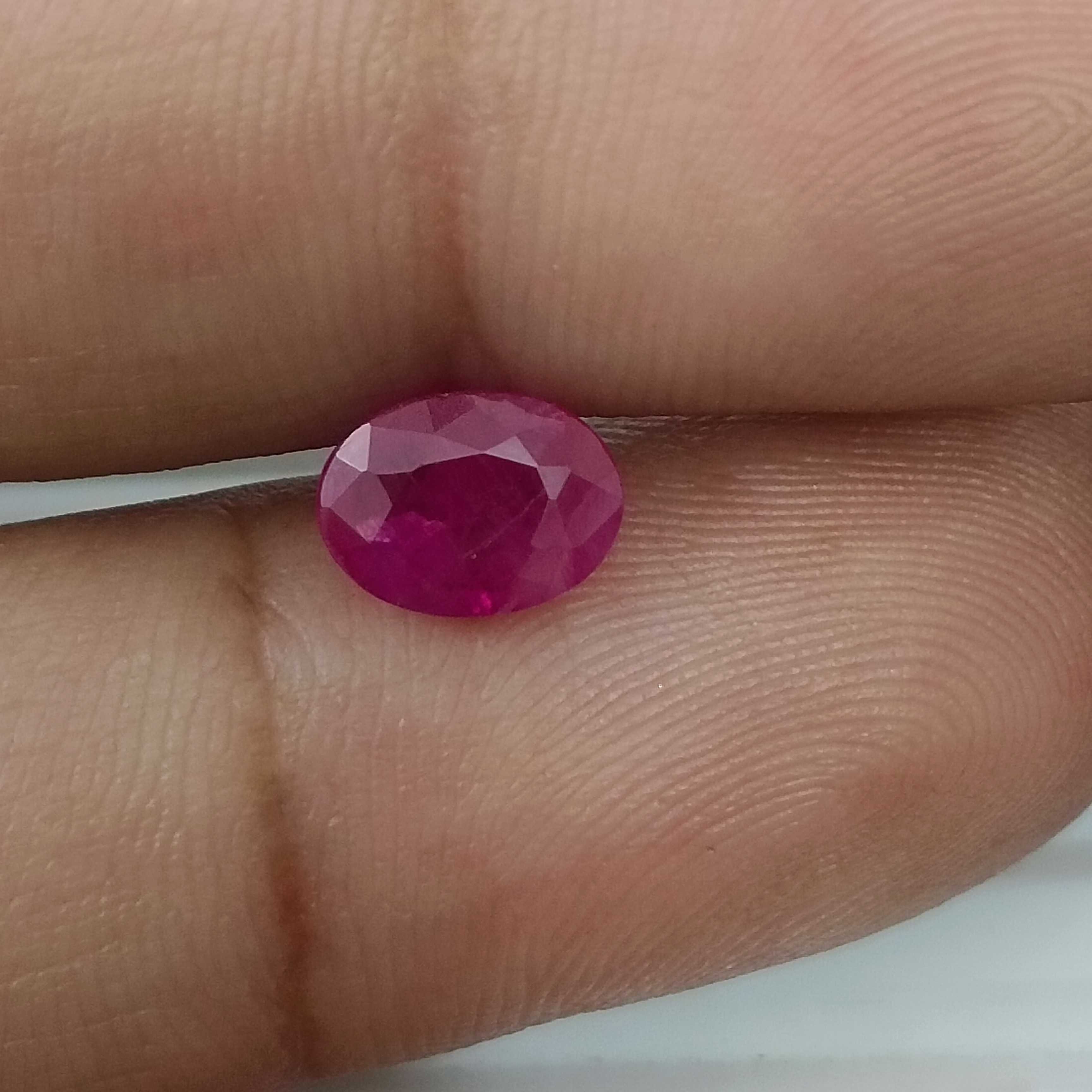 1.54cts GSI certified deep natural purplish red oval cut unheated Mozambique ruby stone