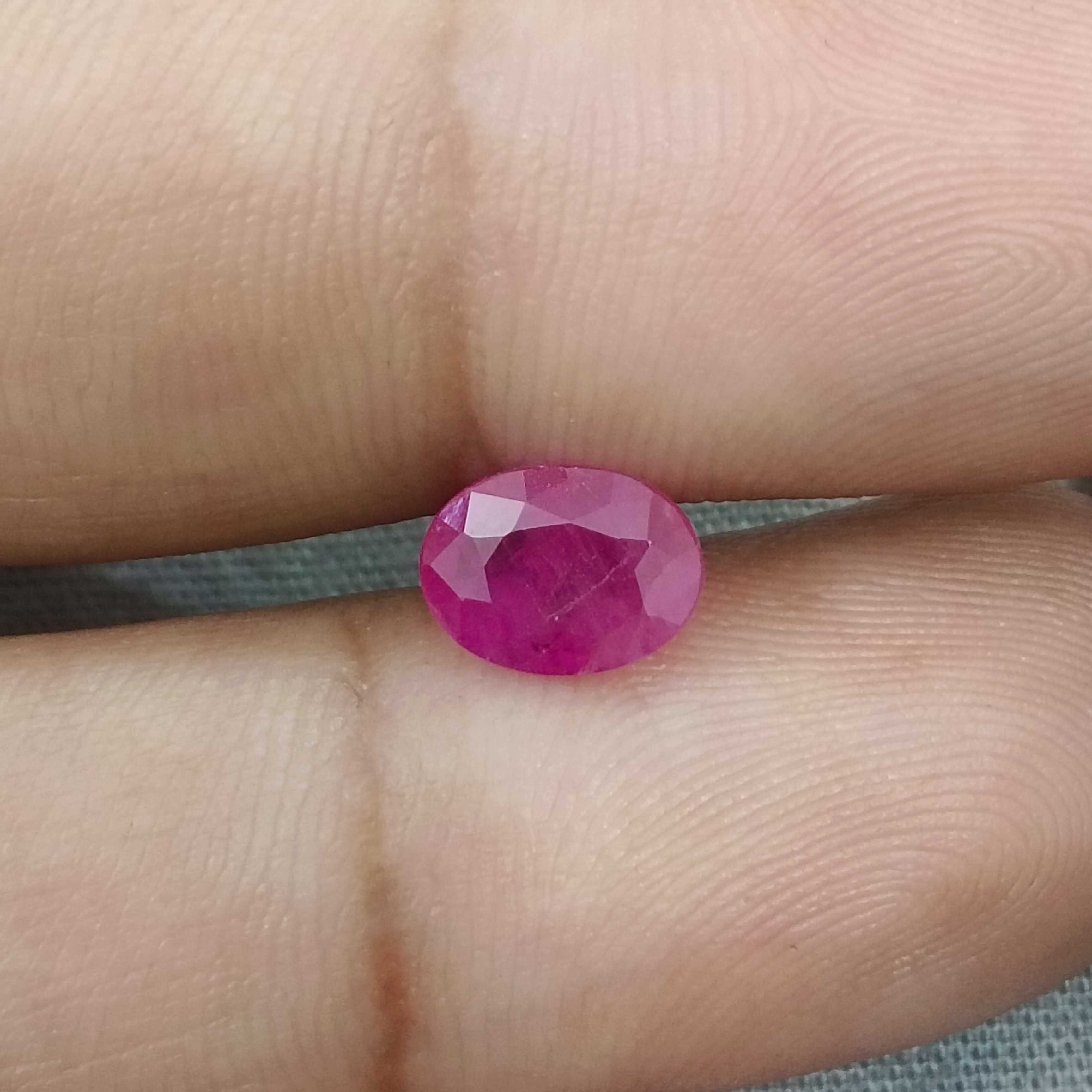 1.54cts GSI certified deep natural purplish red oval cut unheated Mozambique ruby stone