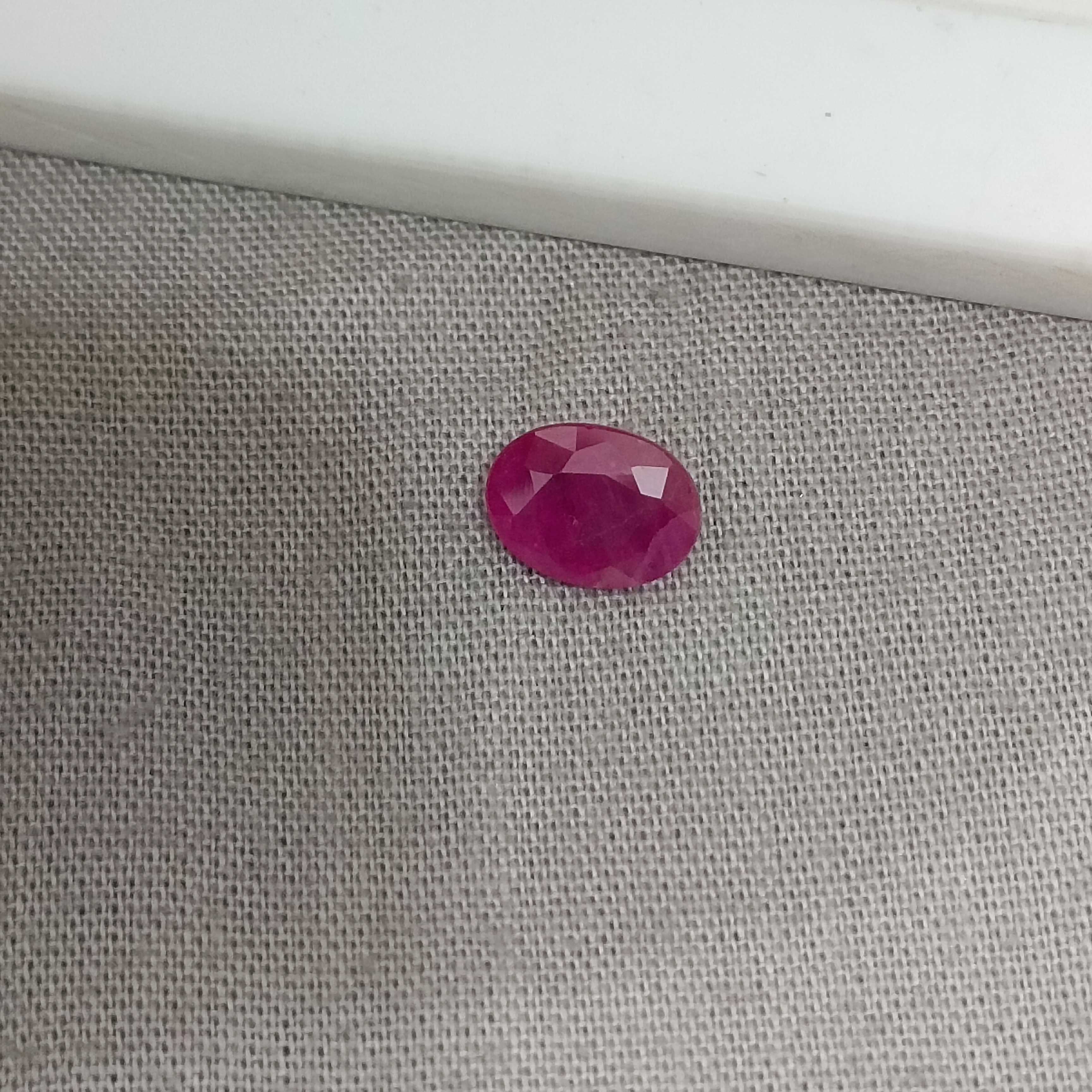 1.54cts GSI certified deep natural purplish red oval cut unheated Mozambique ruby stone