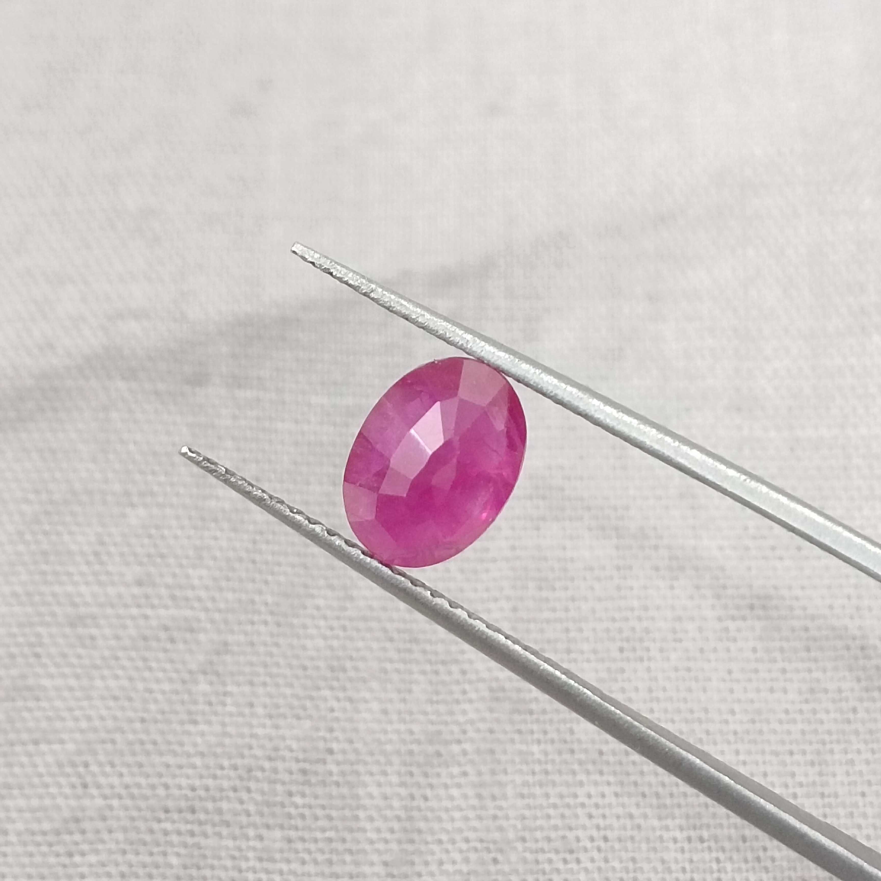 1.54cts GSI certified deep natural purplish red oval cut unheated Mozambique ruby stone