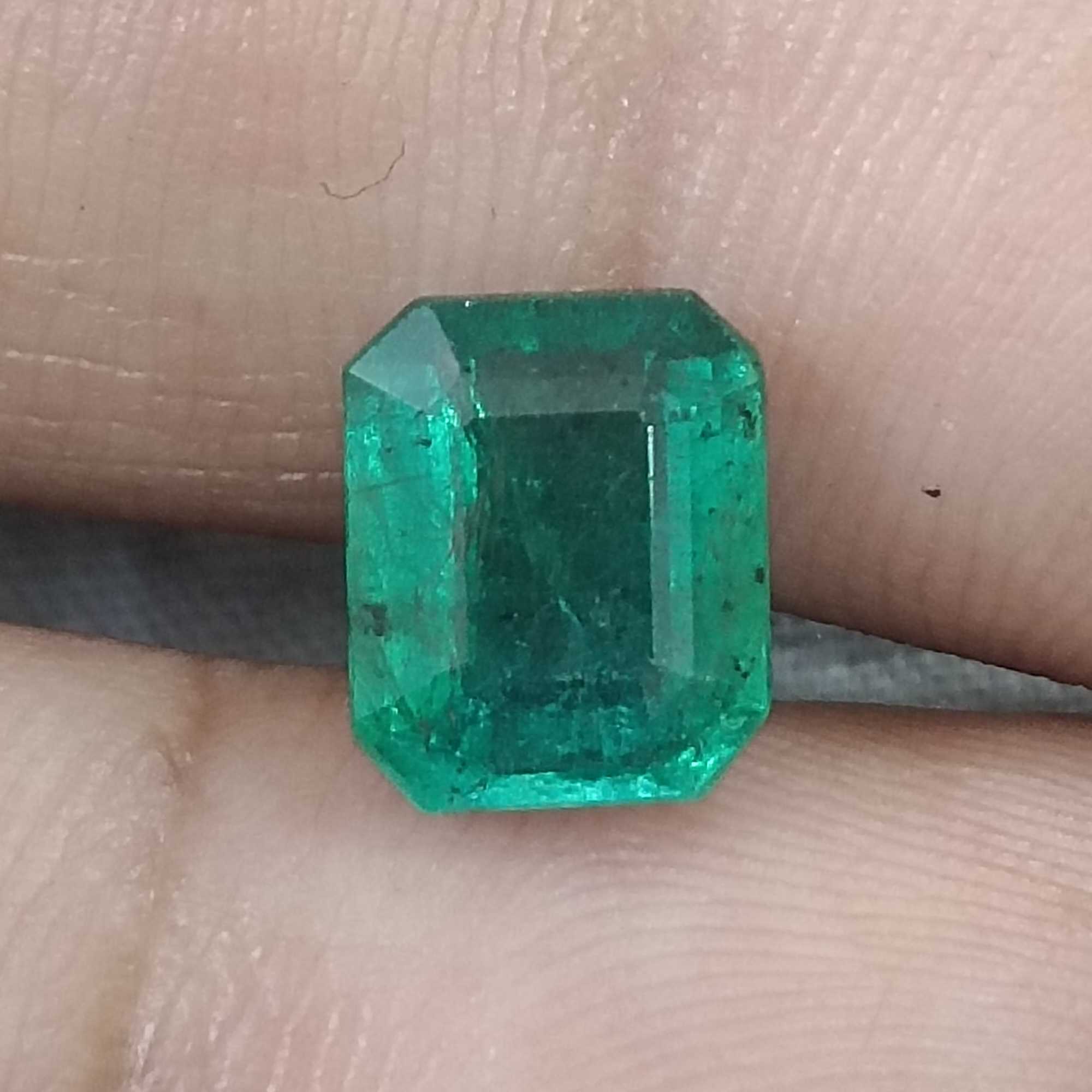 2.28ct GSI certified golden green octagon cut emerald gemstone /