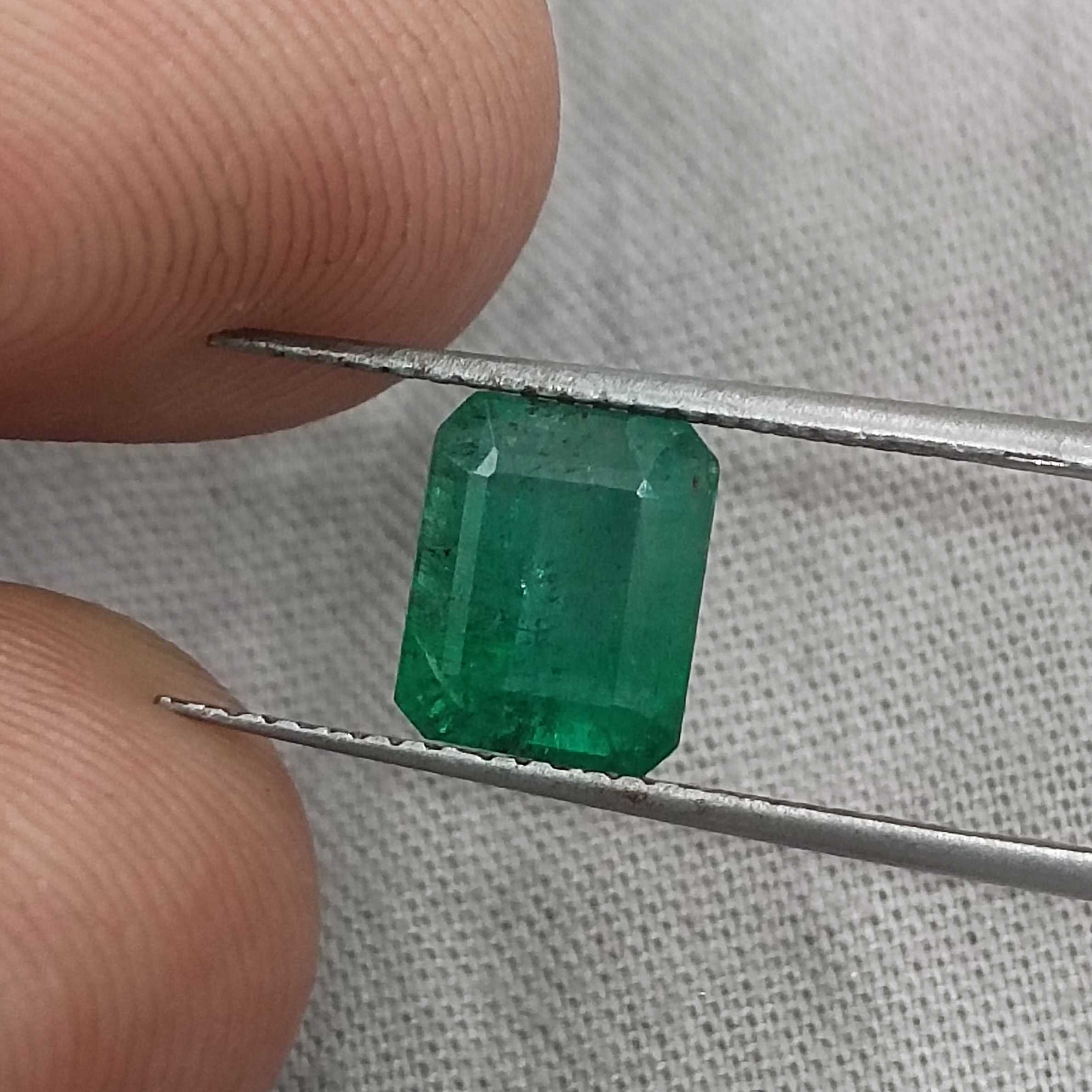 2.42 GSI certified deep green octagon cut Zambian emerald gem