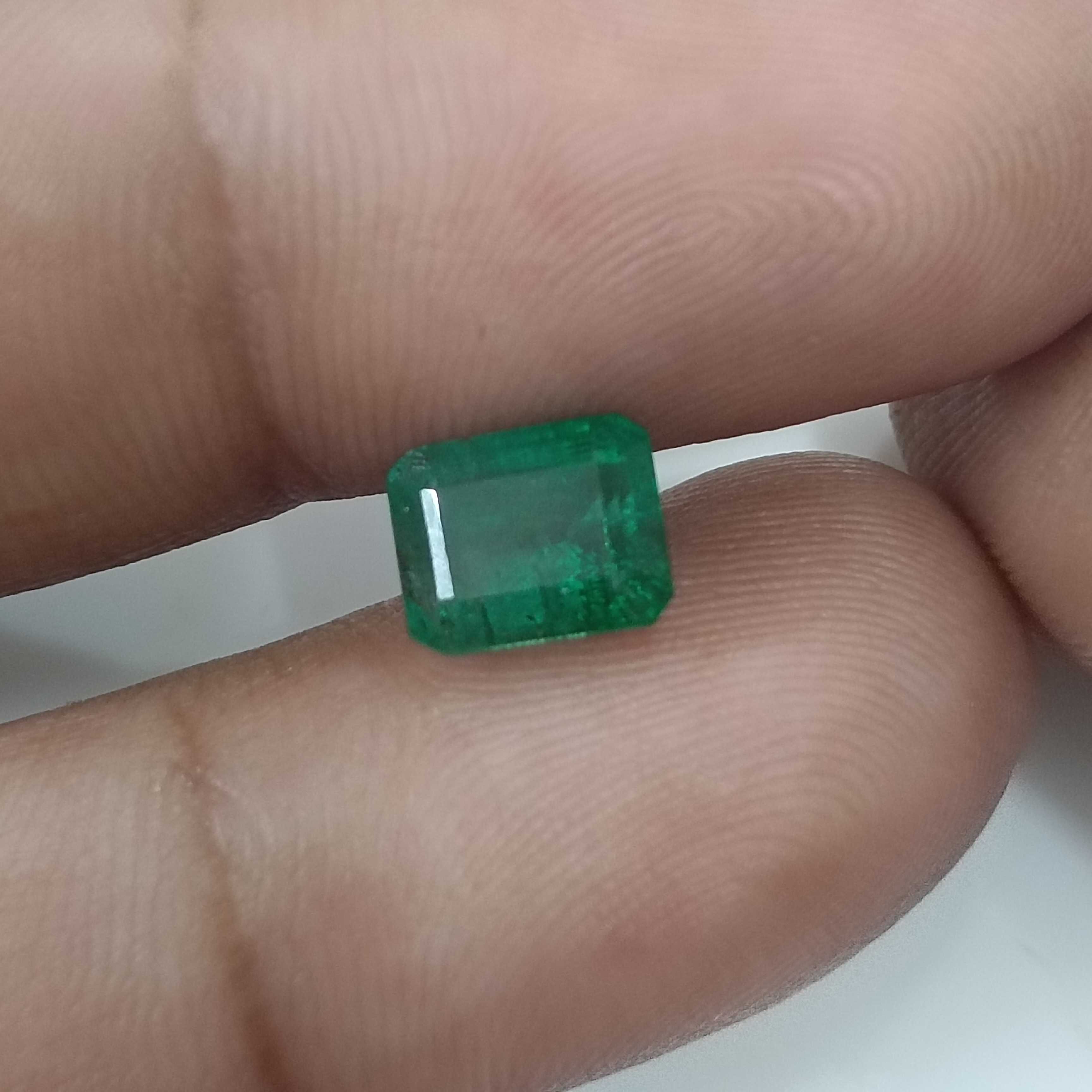 2.42 GSI certified deep green octagon cut Zambian emerald gem