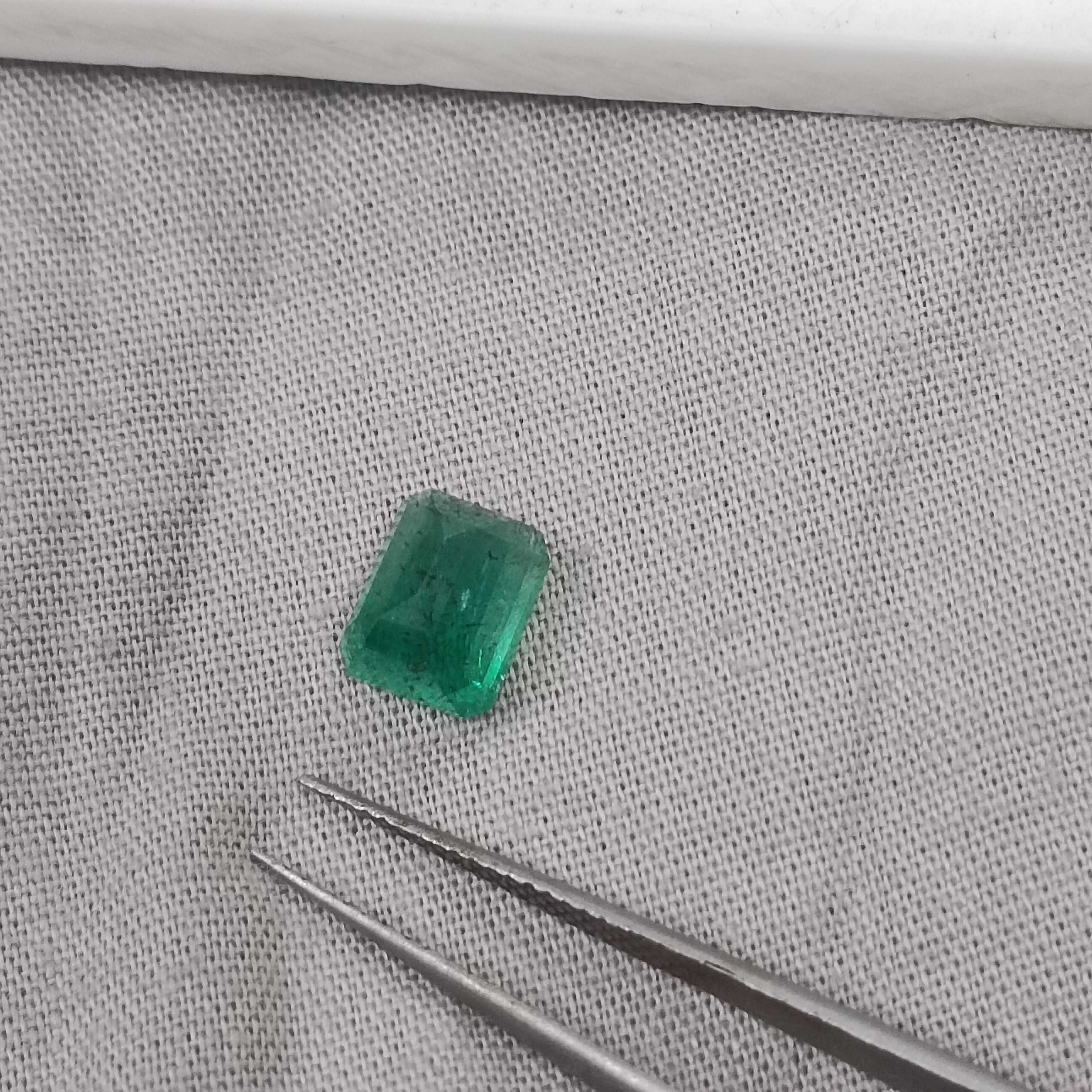 2.42 GSI certified deep green octagon cut Zambian emerald gem