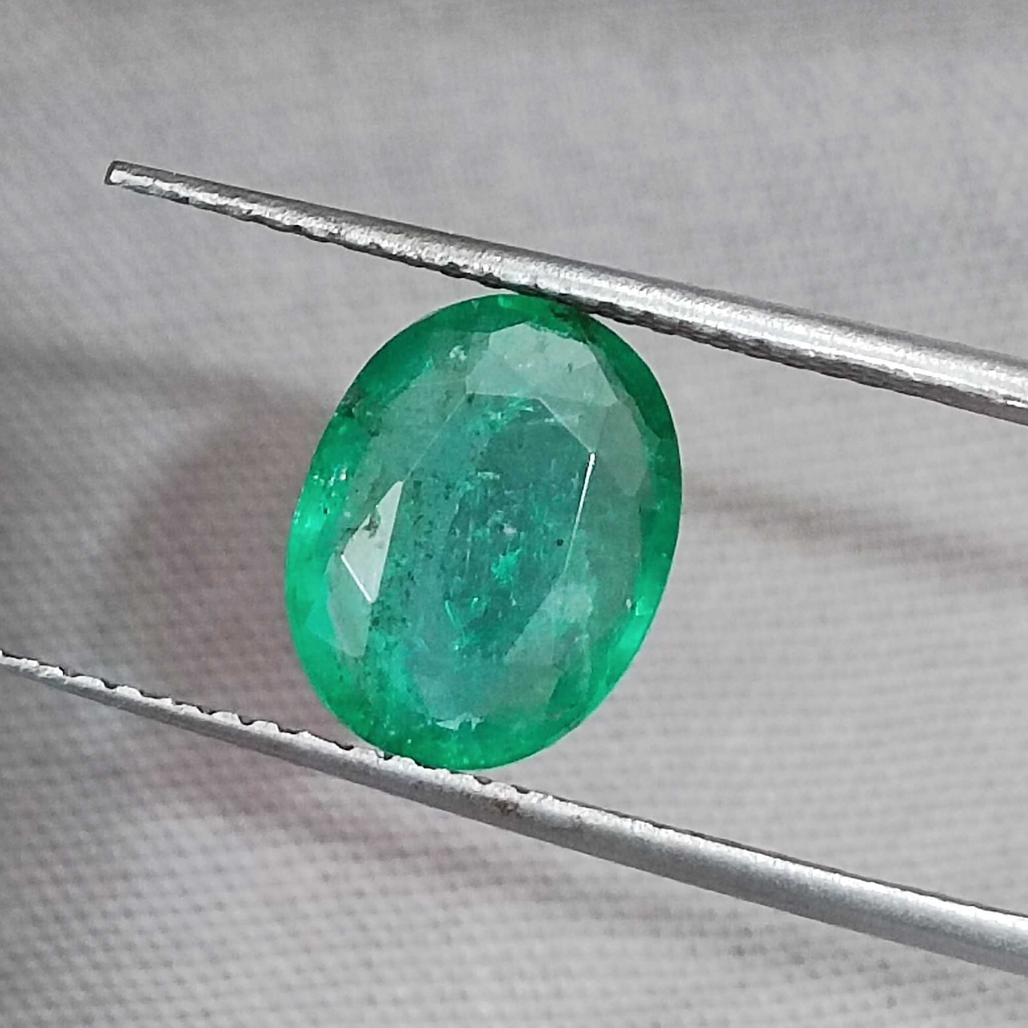 1.91cts certified medium golden green oval cut Swat emerald gemstone /