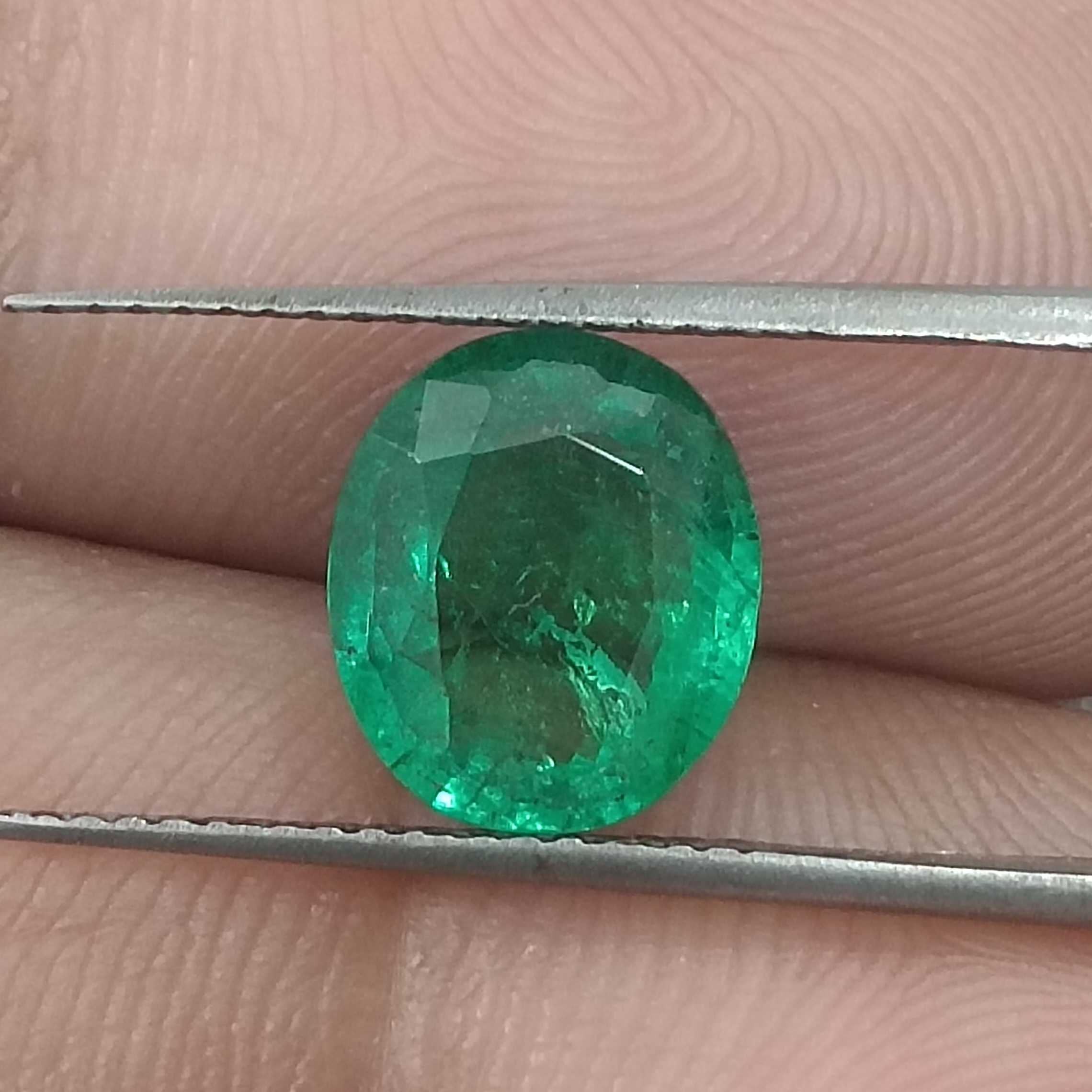 1.94cts GSI certified water green oval cut Panjshir emerald gemstone /