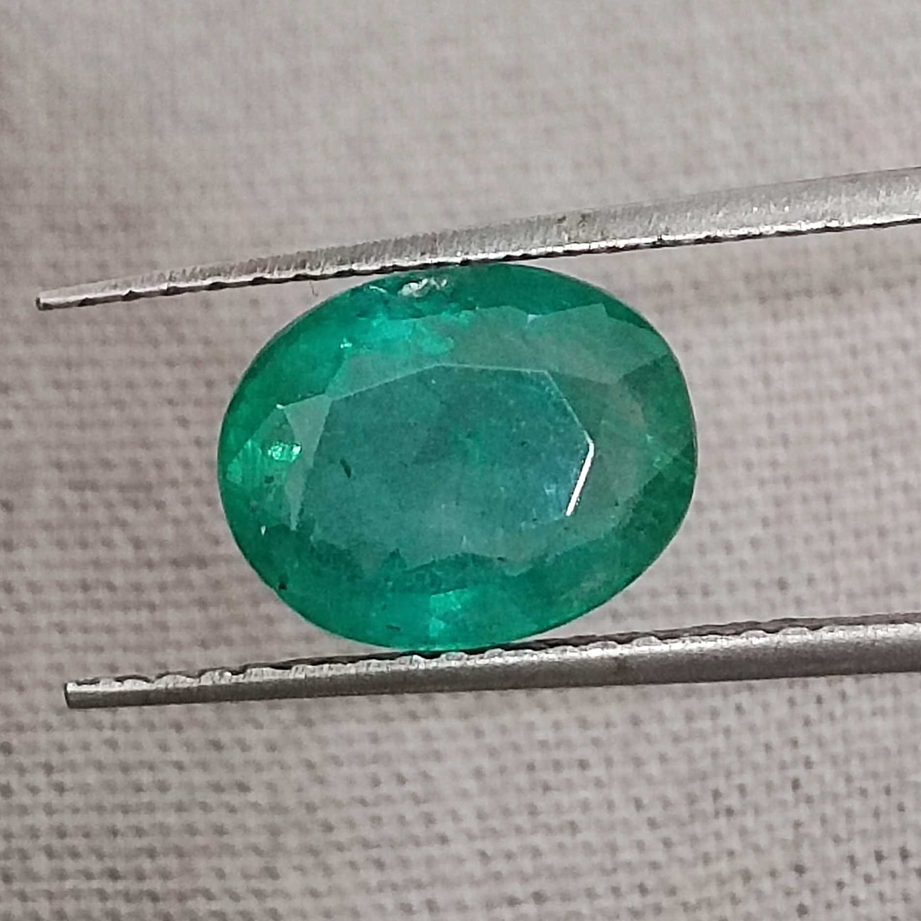 2.07cts certified forest green oval shaped Zambian emerald /