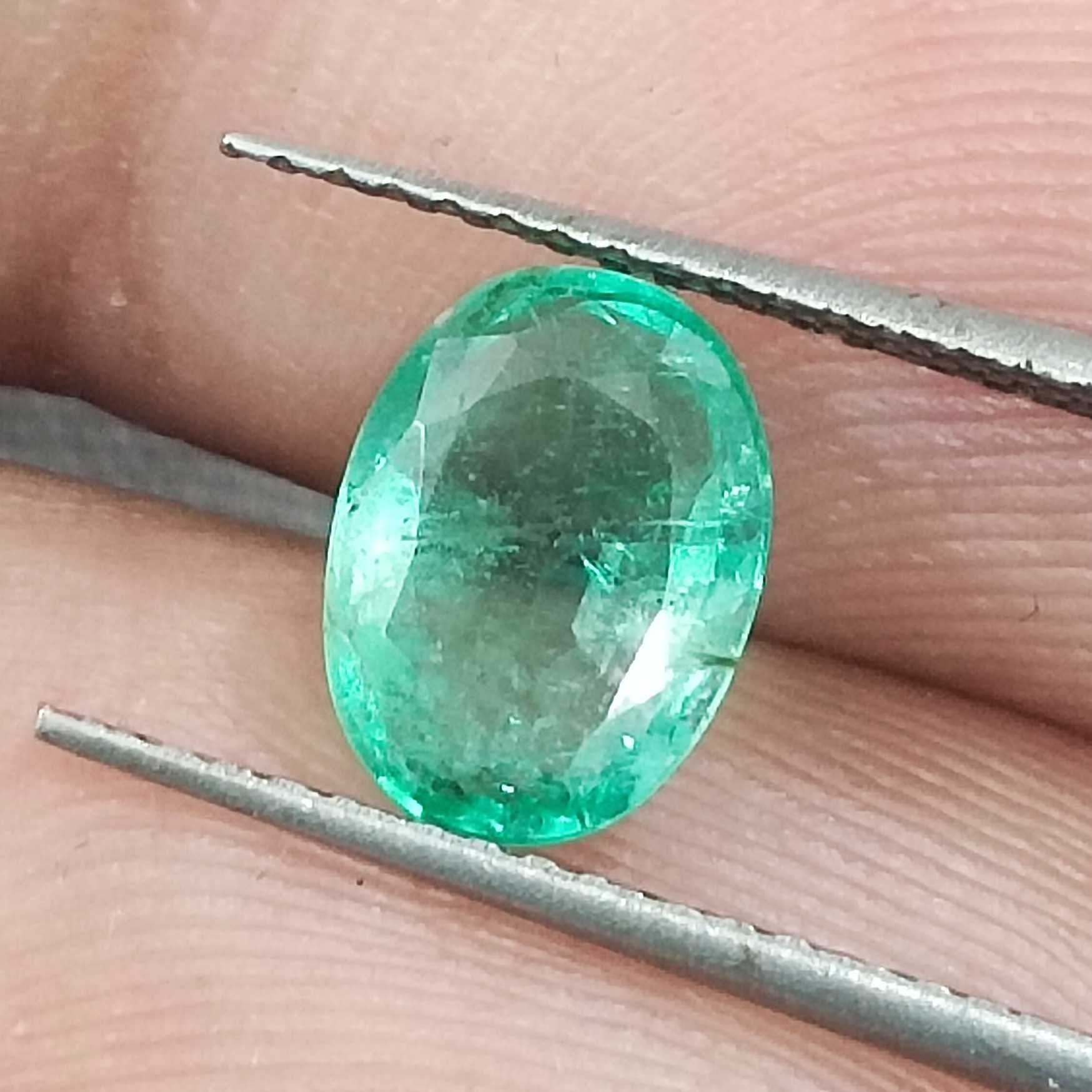 1.42ct certified pastel green oval shaped Ethiopian emerald stone /