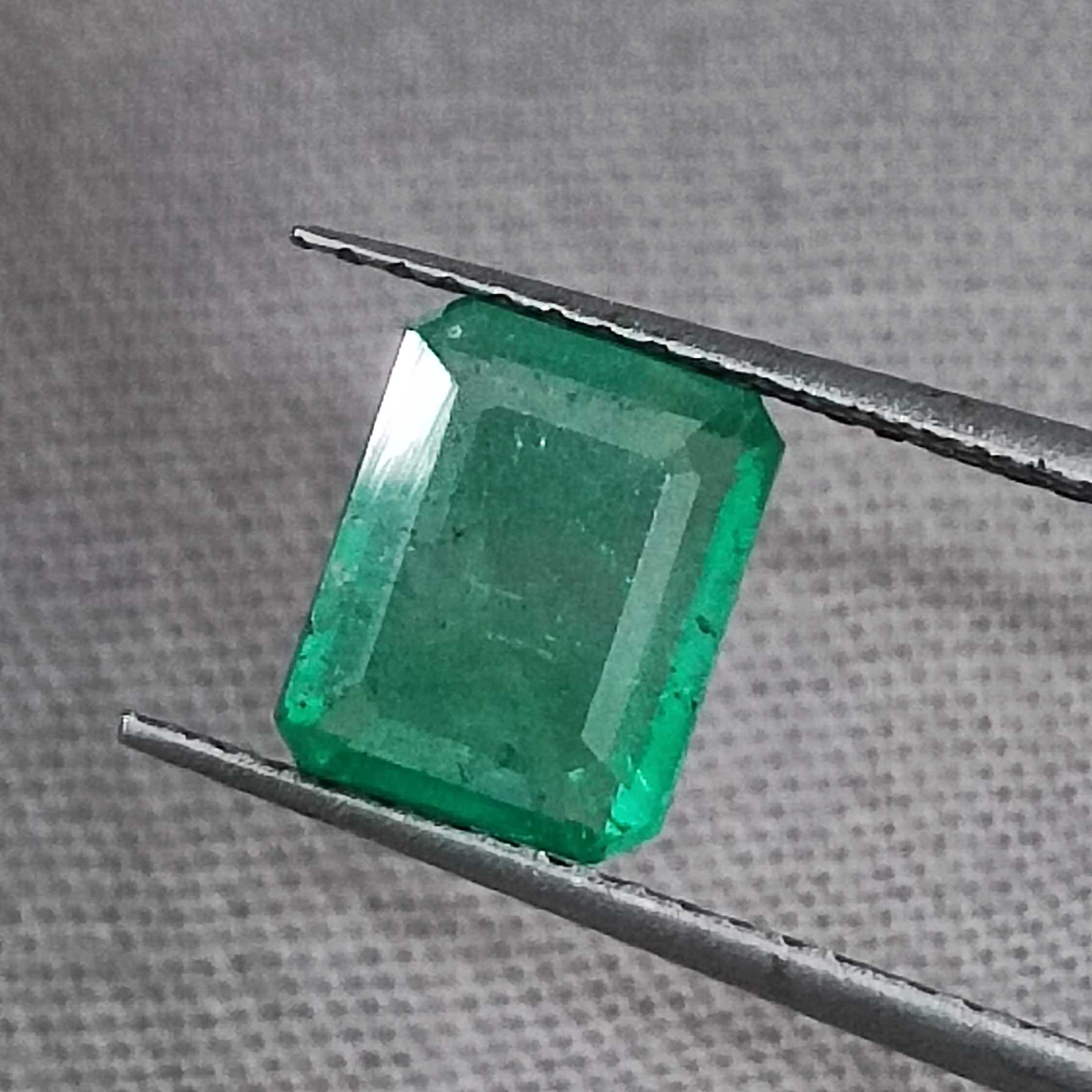 1.32cts certified medium green octagon cut Zambian emerald /