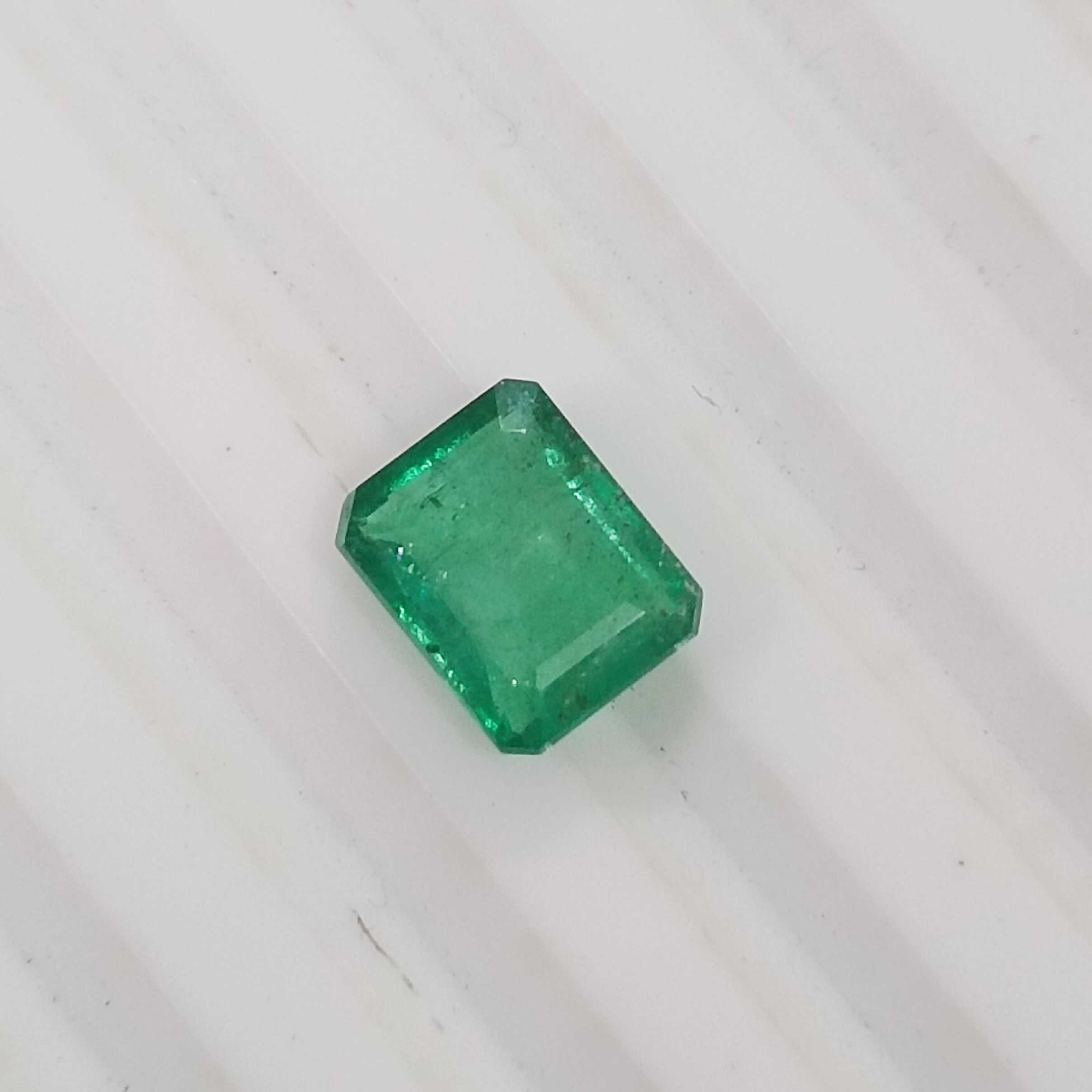 1.32cts certified medium green octagon cut Zambian emerald 