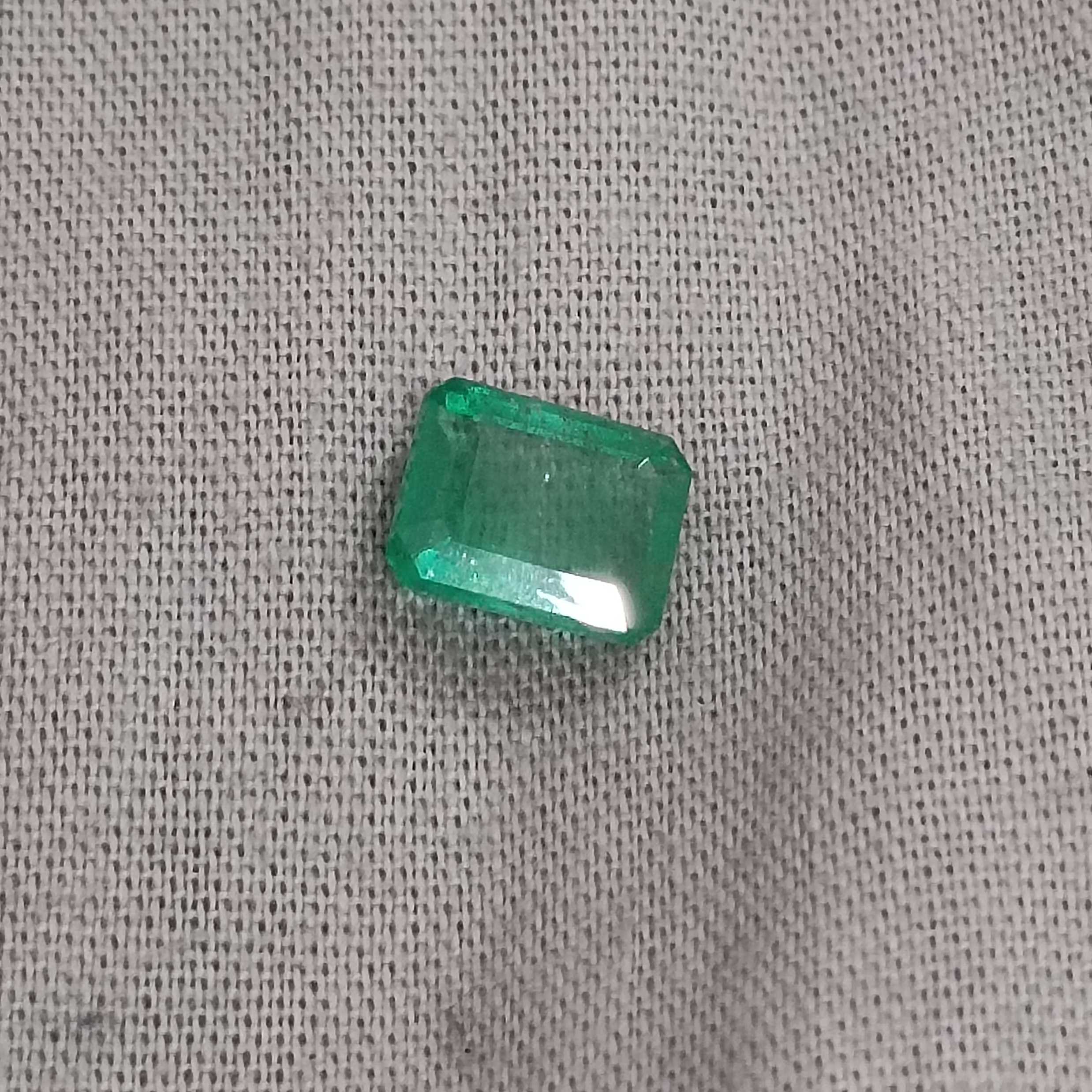 1.32cts certified medium green octagon cut Zambian emerald 