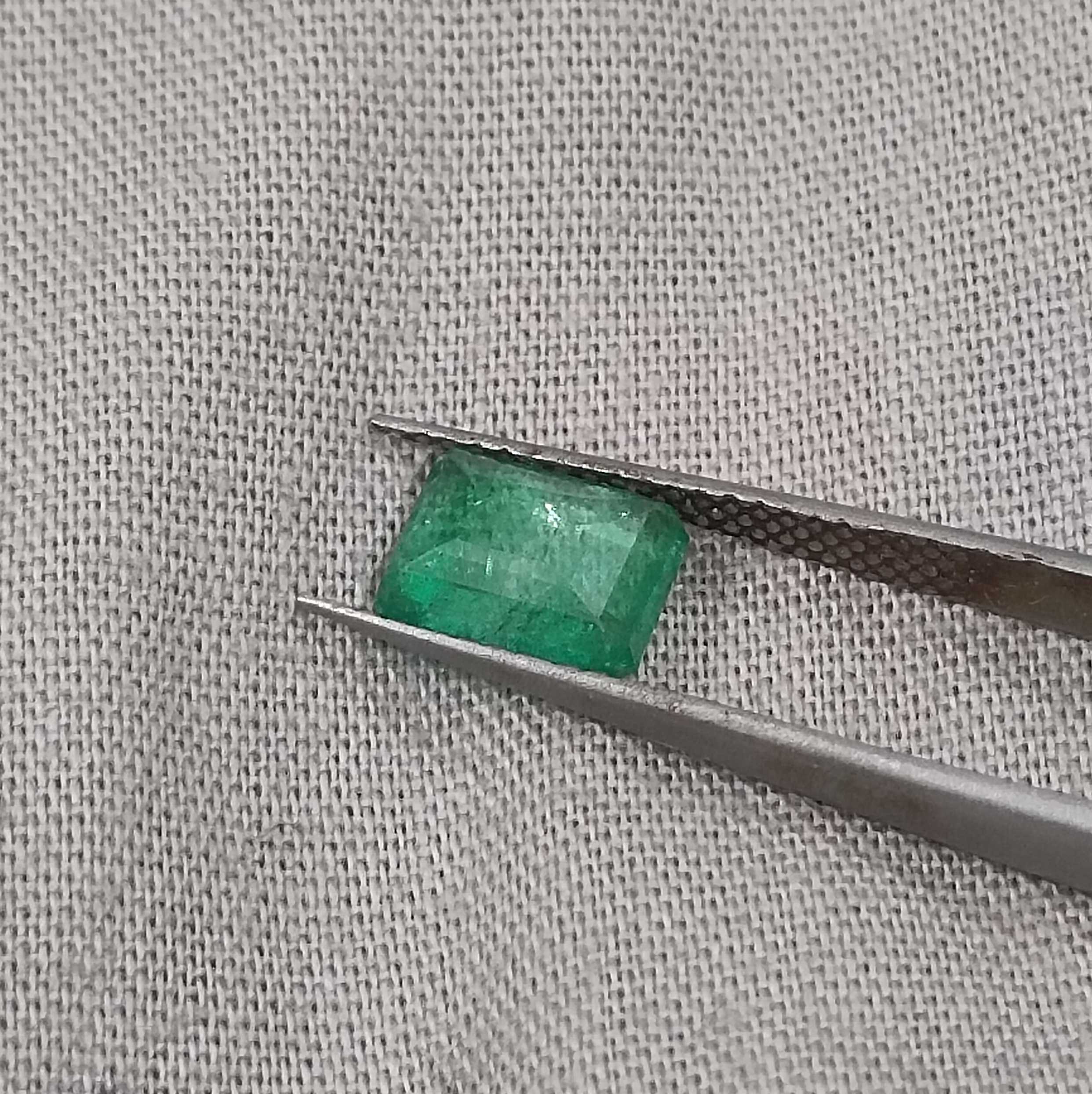 1.32cts certified medium green octagon cut Zambian emerald 