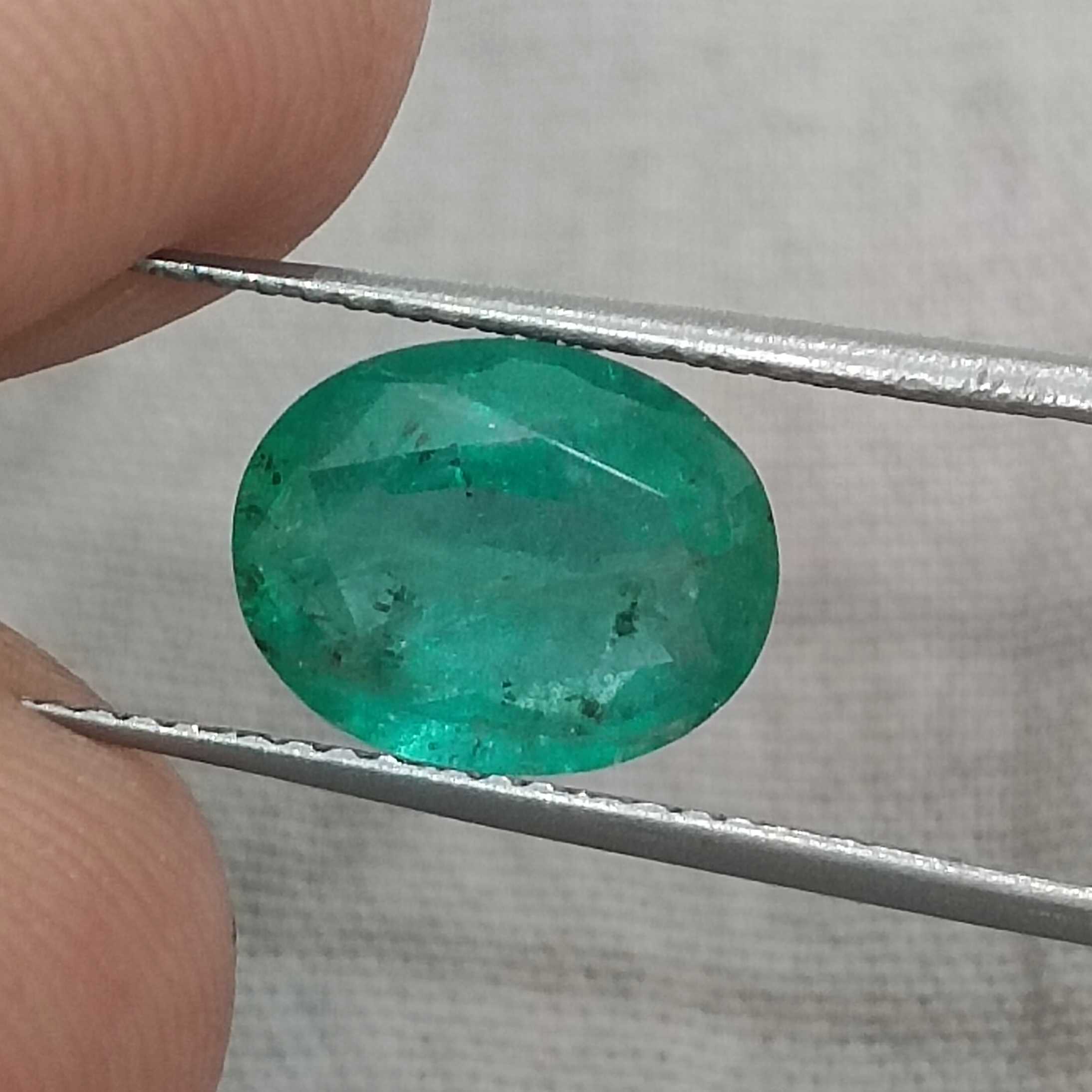 2.32ct certified natural sea green loose oval cut emerald gemstone /