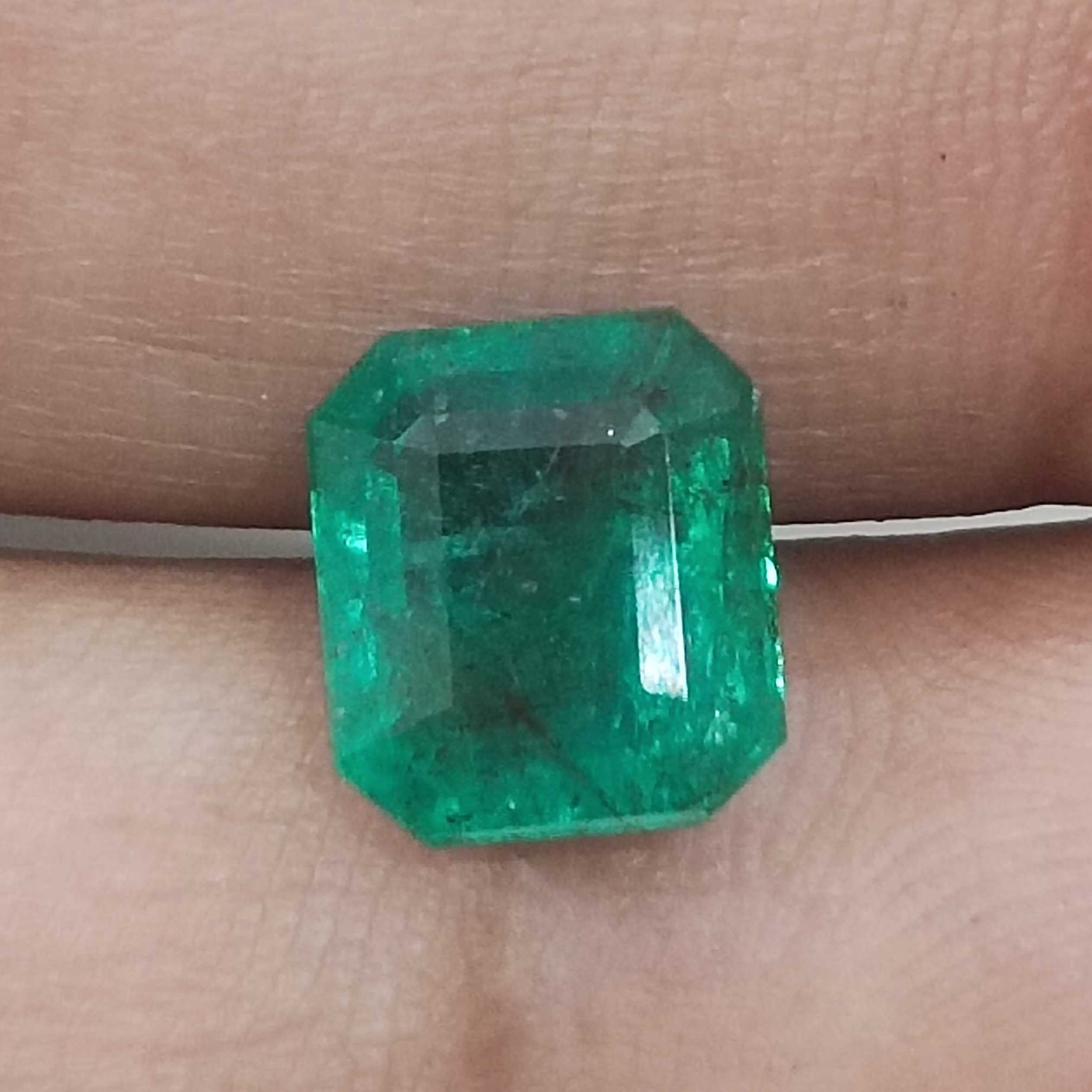 3.01cts GSI certified natural vivid green loose octagon cut emerald gemstone /